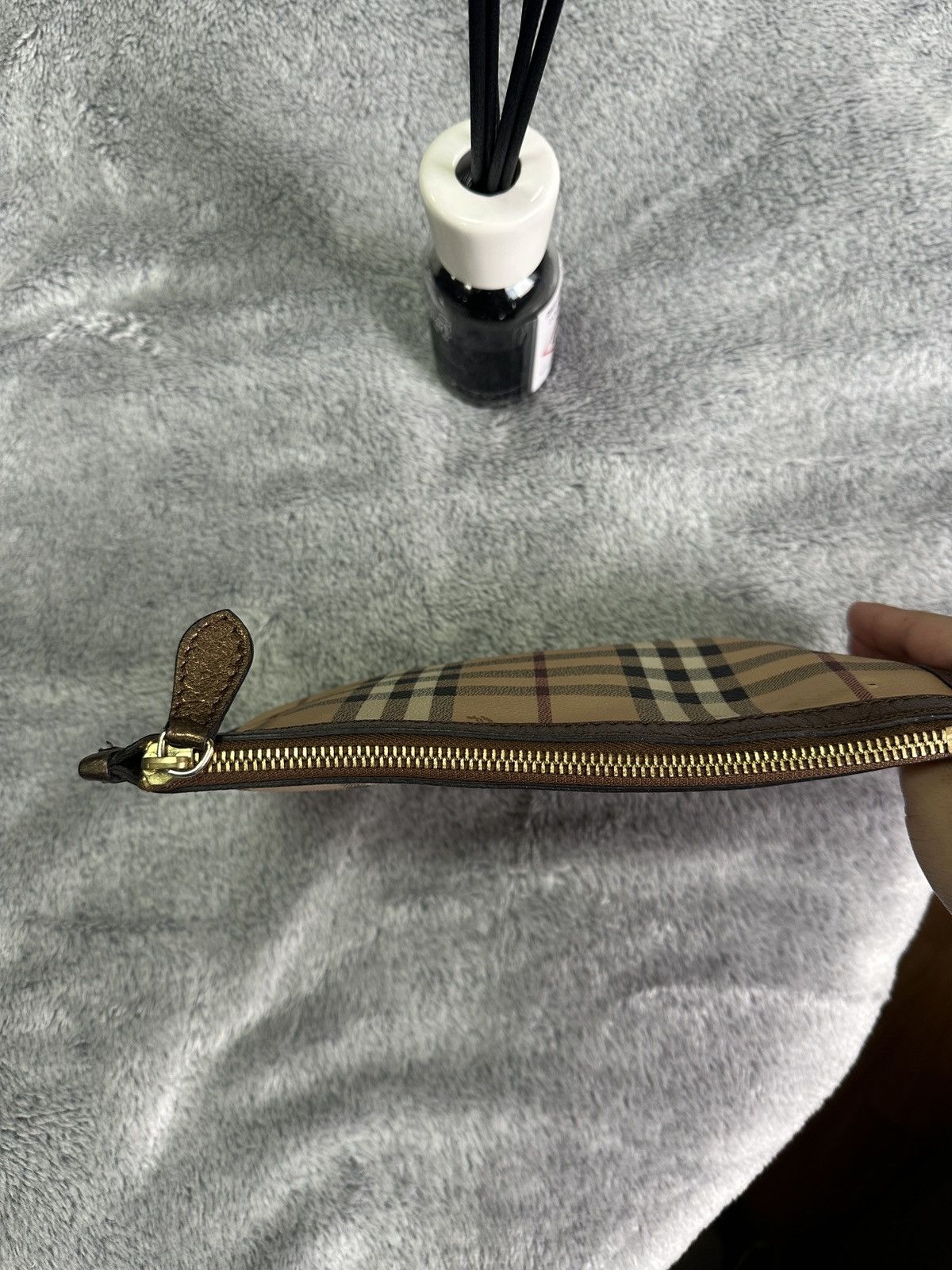 Burberry Burberry Nova Check Canvas Leather Clutch Bag Bronze Trim Size ONE SIZE - 17 Thumbnail