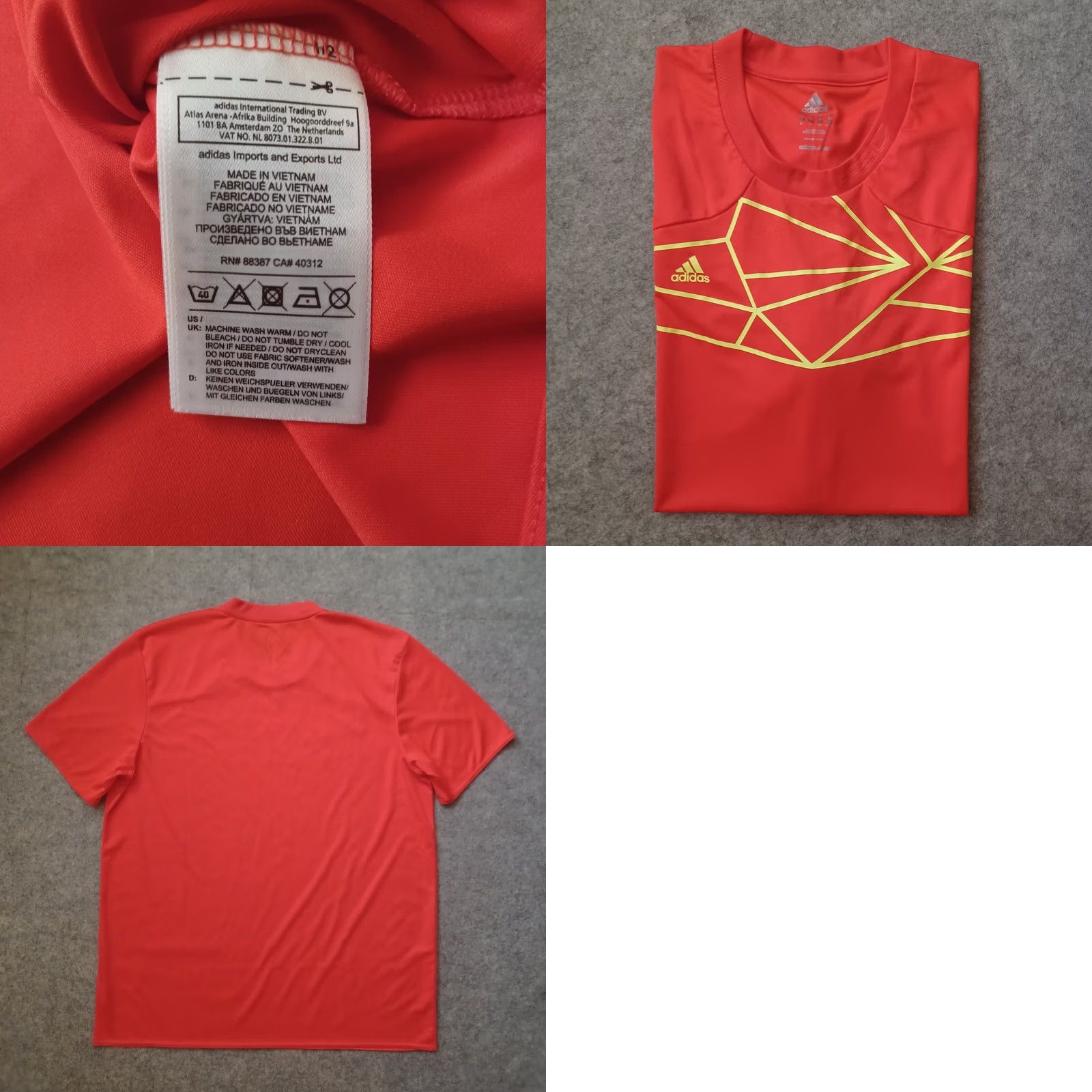 Adidas Adidas Mens Shirt XL Orange Yellow Neon Graphic Logo Short Sleeve T-Shirt Mens Size US XL / EU 56 / 4 - 9 Thumbnail