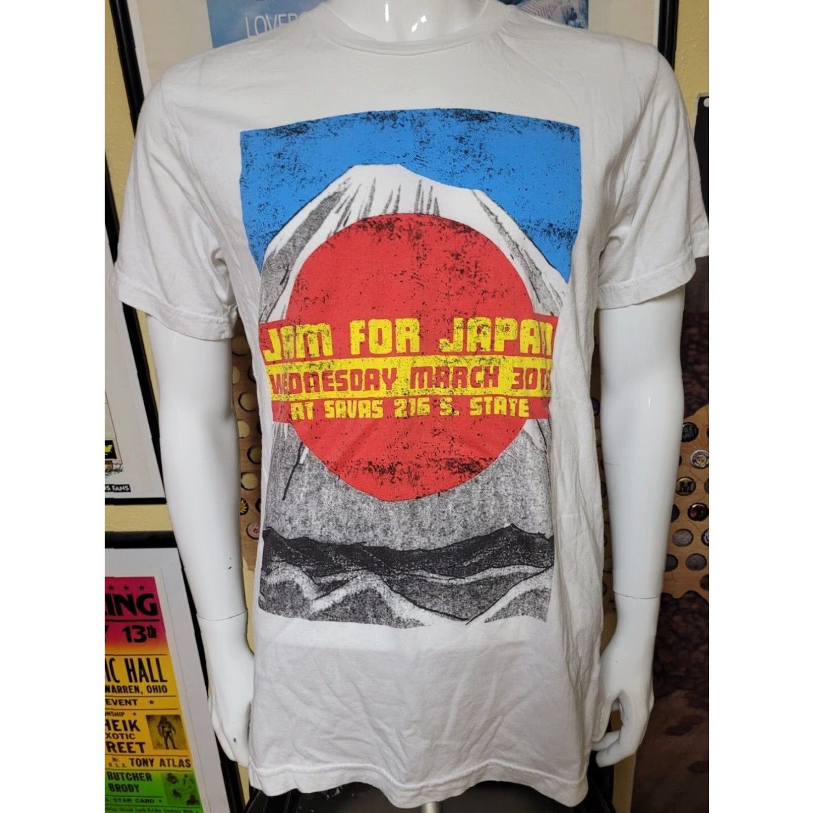 Vintage Jam For Japan Savas Ann Arbor Concert T Shirt Large Canvas 100% Cotton White Crew Neck Short Sleeve Graphic Tee Mens Band Music Button(s)phere Size US L / EU 52-54 / 3 - 2 Thumbnail