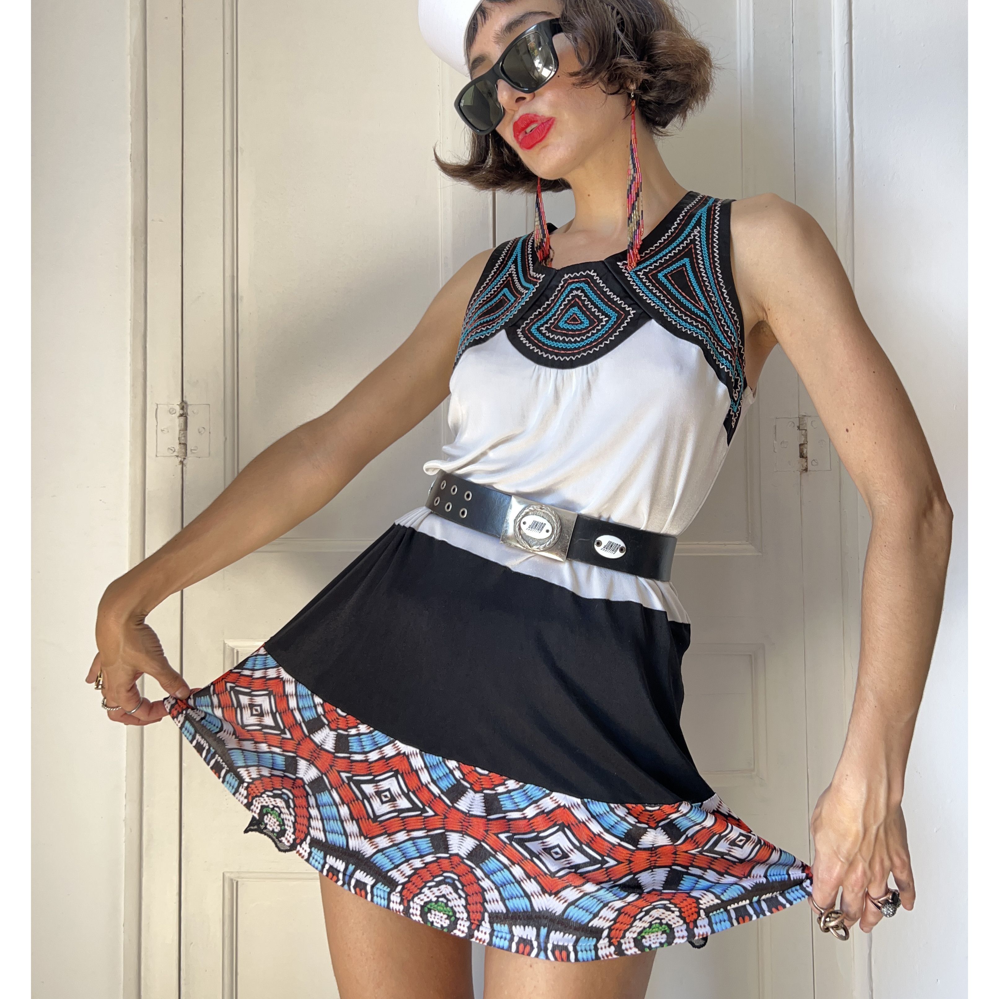 Custo Barcelona Y2K Custo Barcelona Graphic Mesh Shift Dress Size L / US 10 / IT 46 - 3 Thumbnail