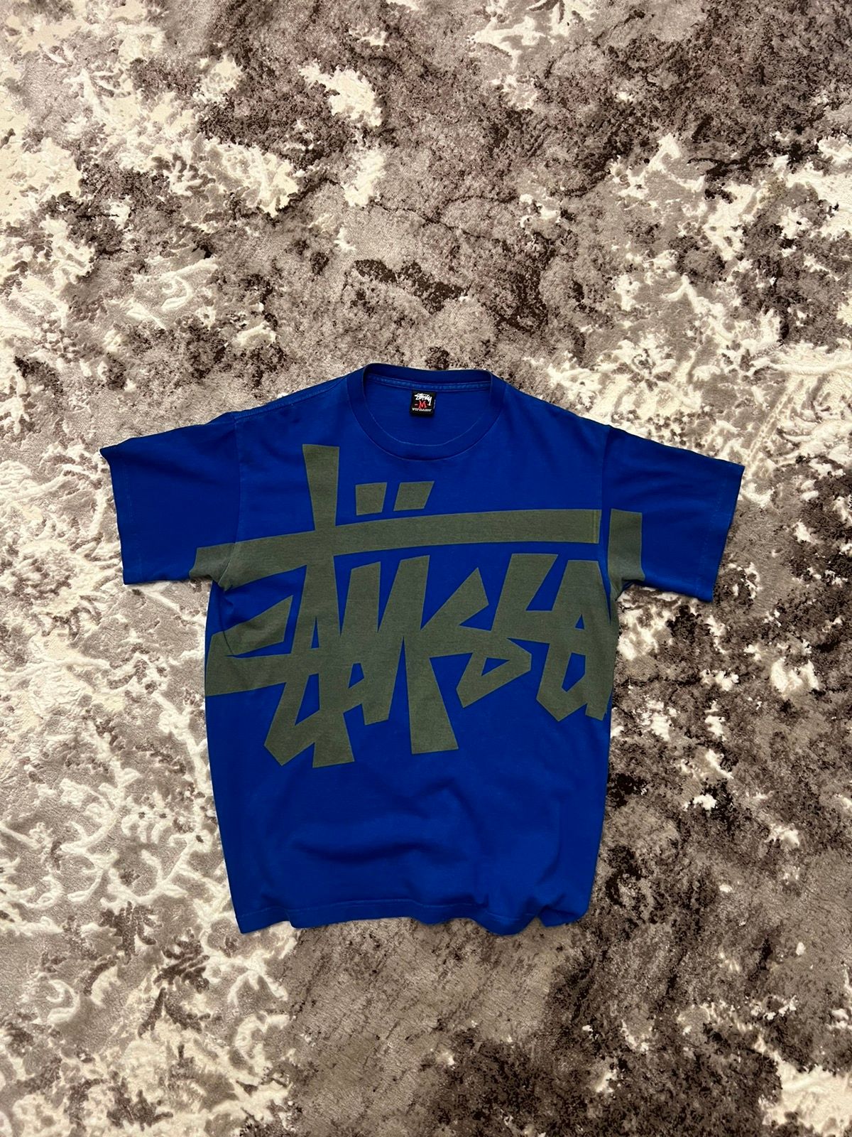 Pre-owned Stussy X Vintage Stussy Vintage Overprint Blue T Shirt