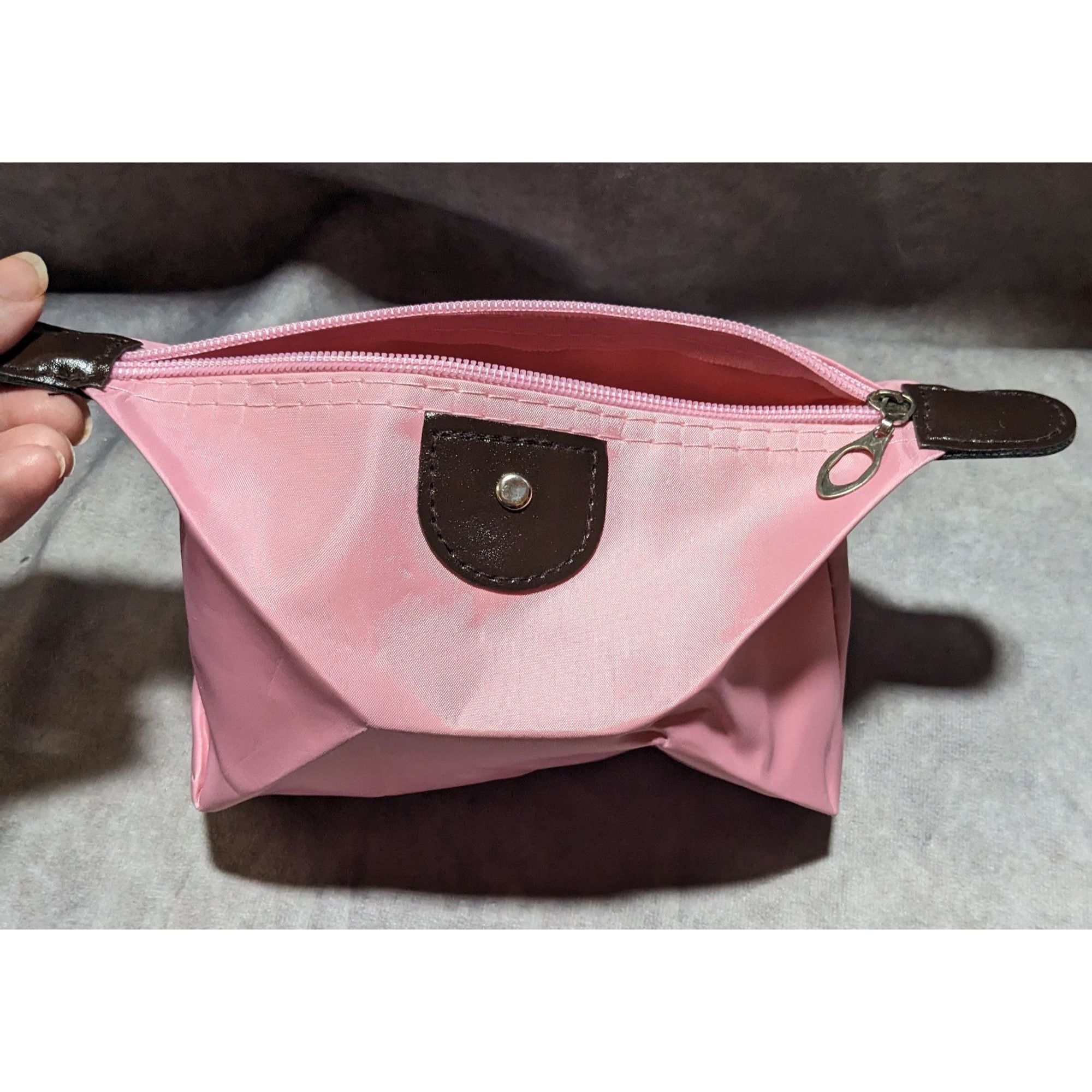 Other Pink And Brown Collapsible Zipper Cosmetic Bag Size ONE SIZE - 7 Thumbnail