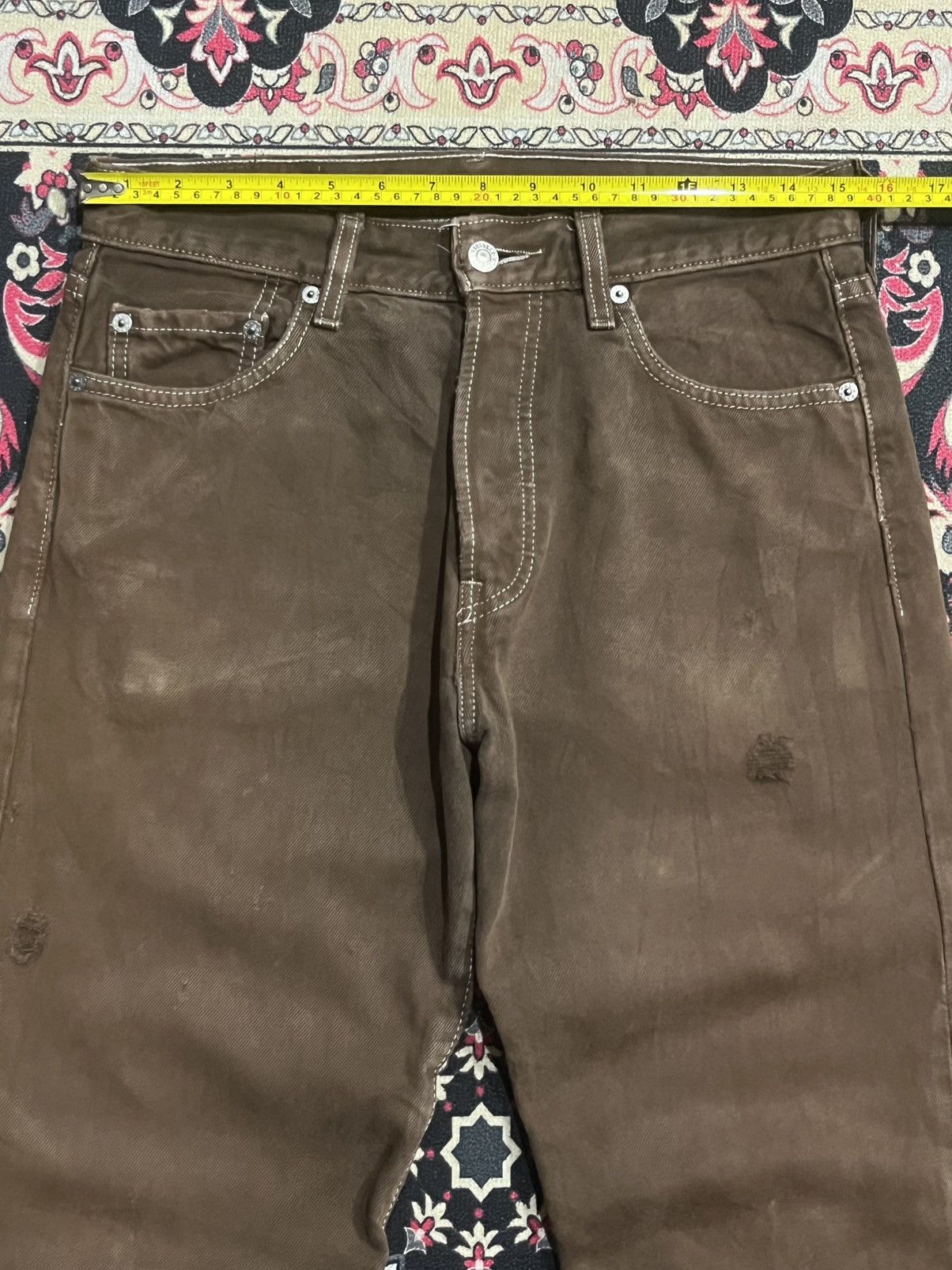 Levi's ⚡️Vintage⚡️Y2K Levis 501 Buttonfly Brown Wash Distressed Jeans Size US 30 / EU 46 - 18 Thumbnail