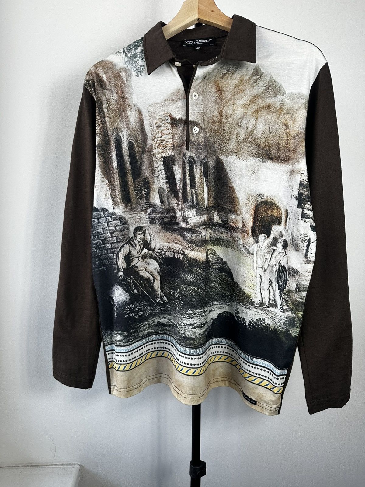 Dolce & Gabbana Vintage Dolce & Gabbana Archive Scenic Painting Polo Shirt Size US M / EU 48-50 / 2 - 2 Thumbnail