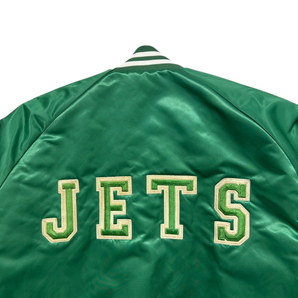 NFL VTG 90s NEW YORK JETS CHALK LINE SATIN JACKET SPELL OUT Size US L / EU 52-54 / 3 - 3 Thumbnail