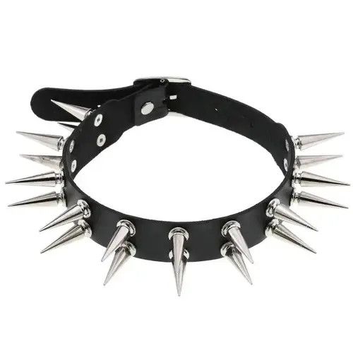 Other Long Spiked Choker Collar Leather Goth Necklace Size ONE SIZE - 4 Thumbnail