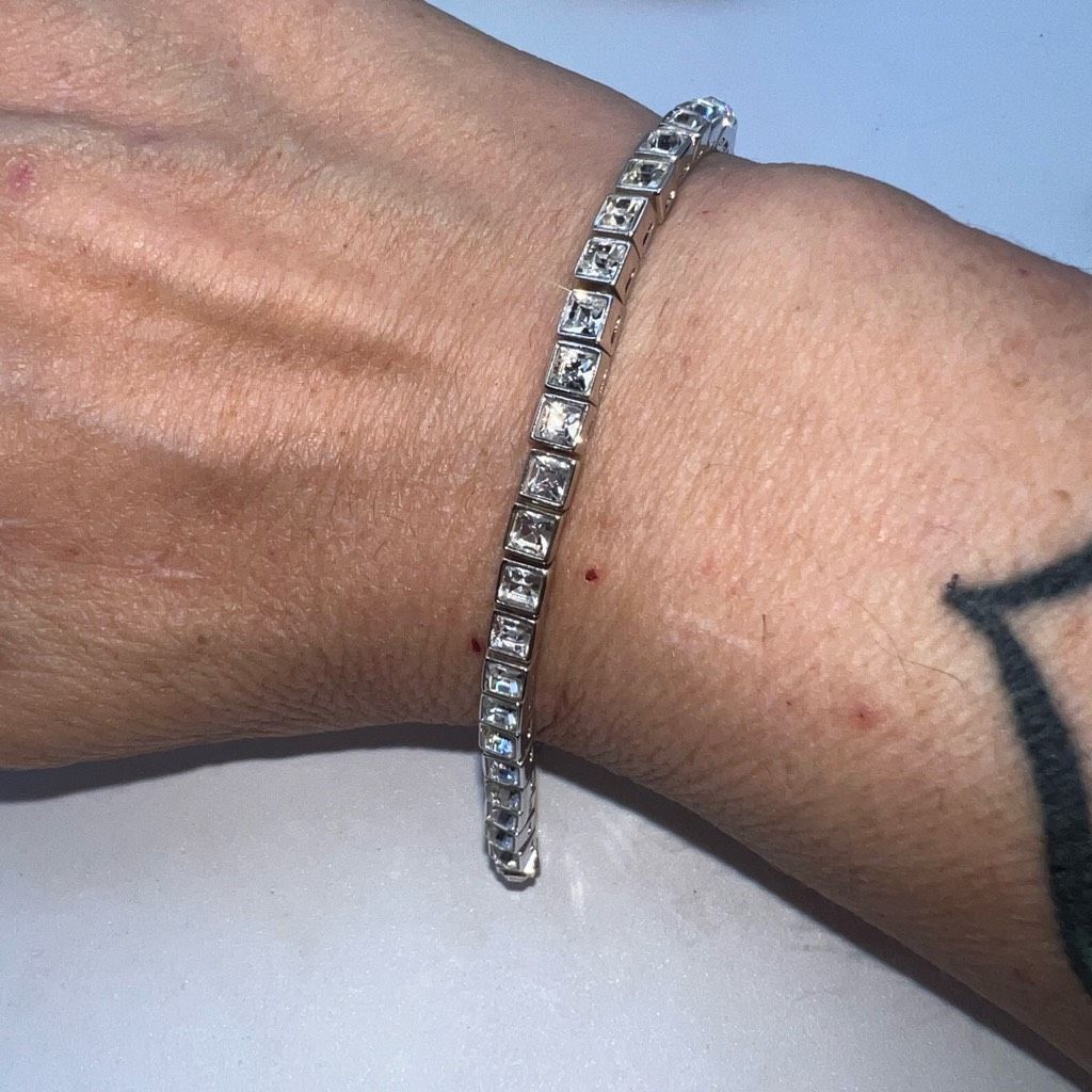 Swarovski Swarovski Princess Cut Tennis Bracelet with Extender Size ONE SIZE - 1 Thumbnail