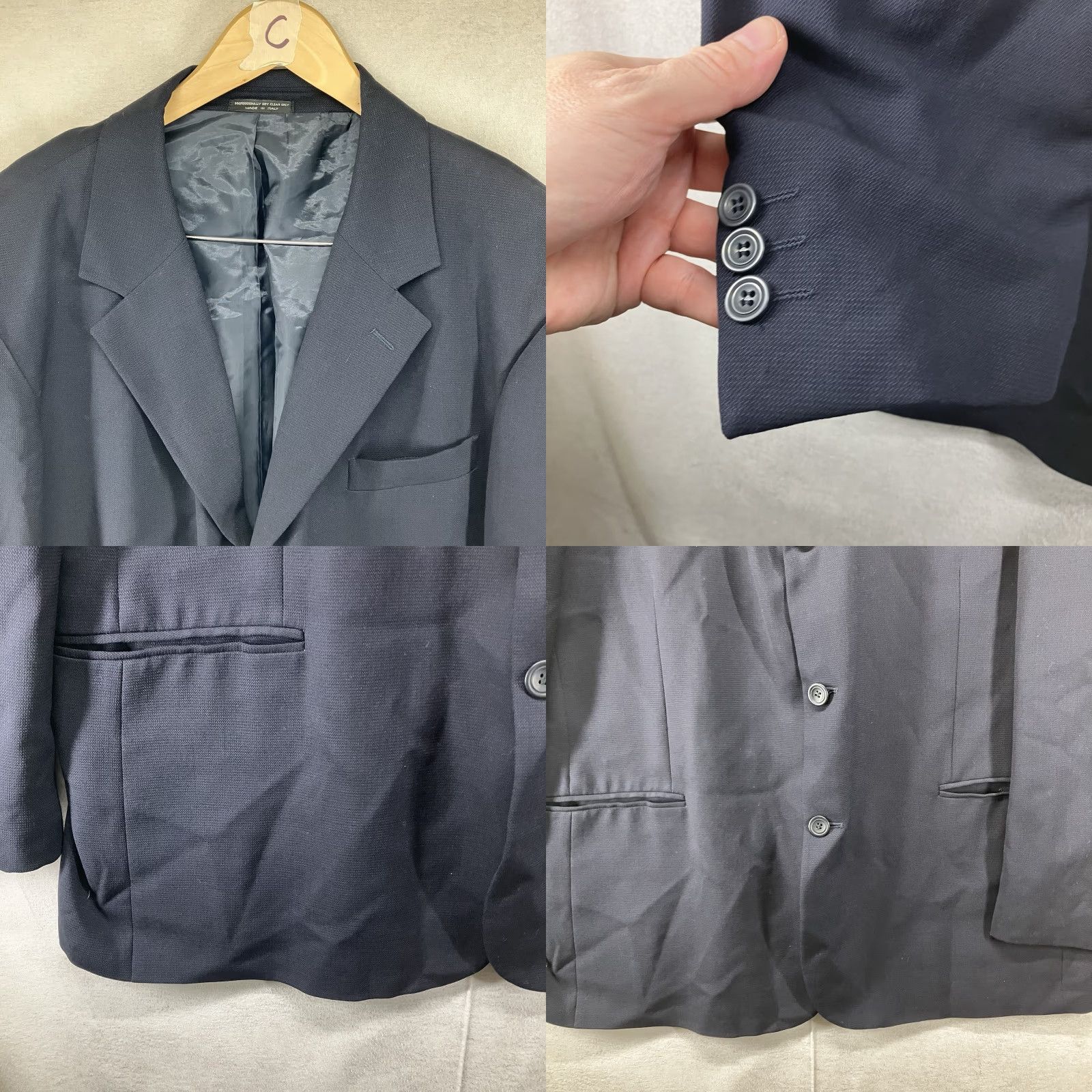 Vintage Luigi Botto 100% Wool Blazer 2XL Classic Tuxedo Dark Navy Italy Men's Size 48R - 8 Thumbnail