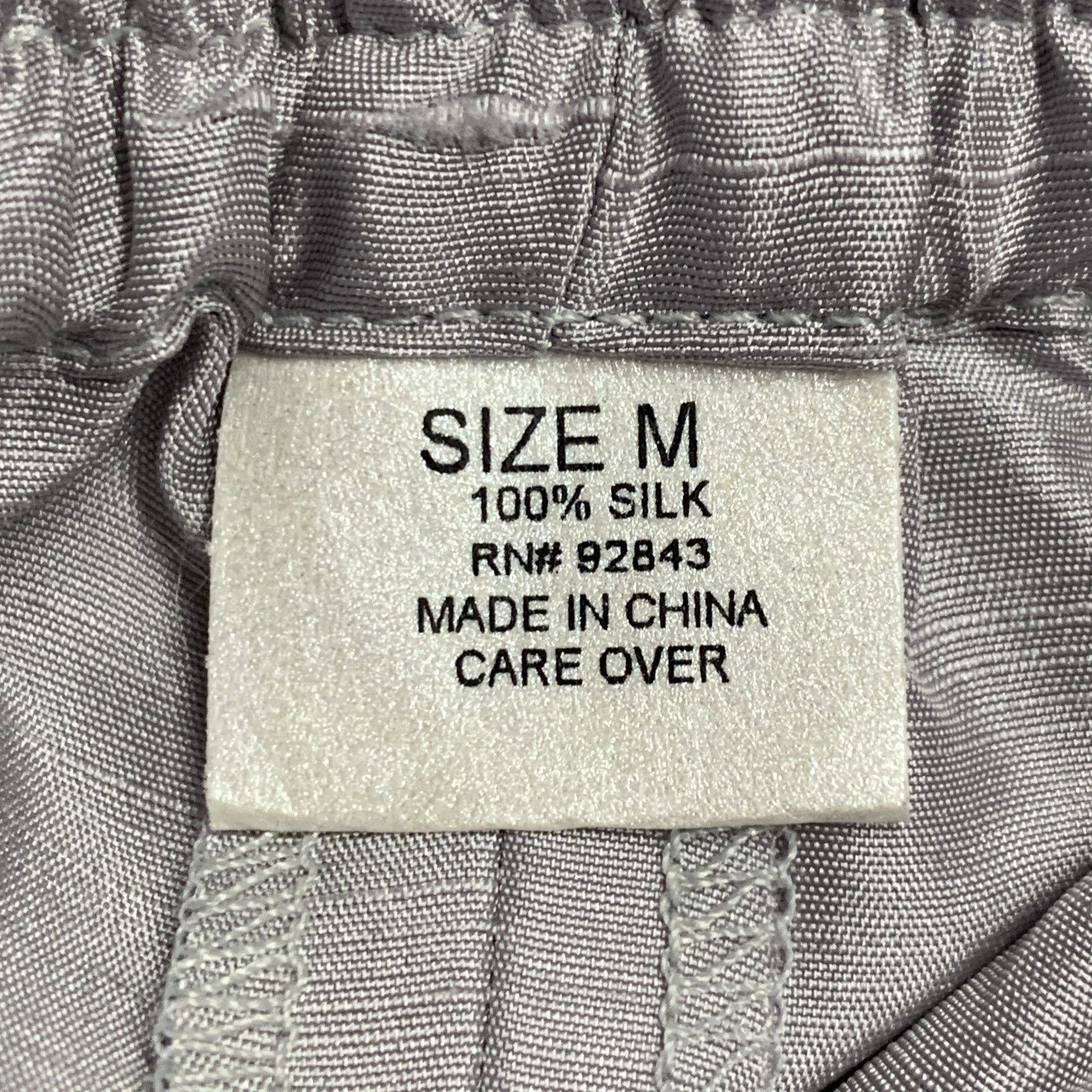 Vintage VINTAGE Silver Grey Silk Elastic Waistband Casual Pants Size 26" / US 2 / IT 38 - 3 Thumbnail