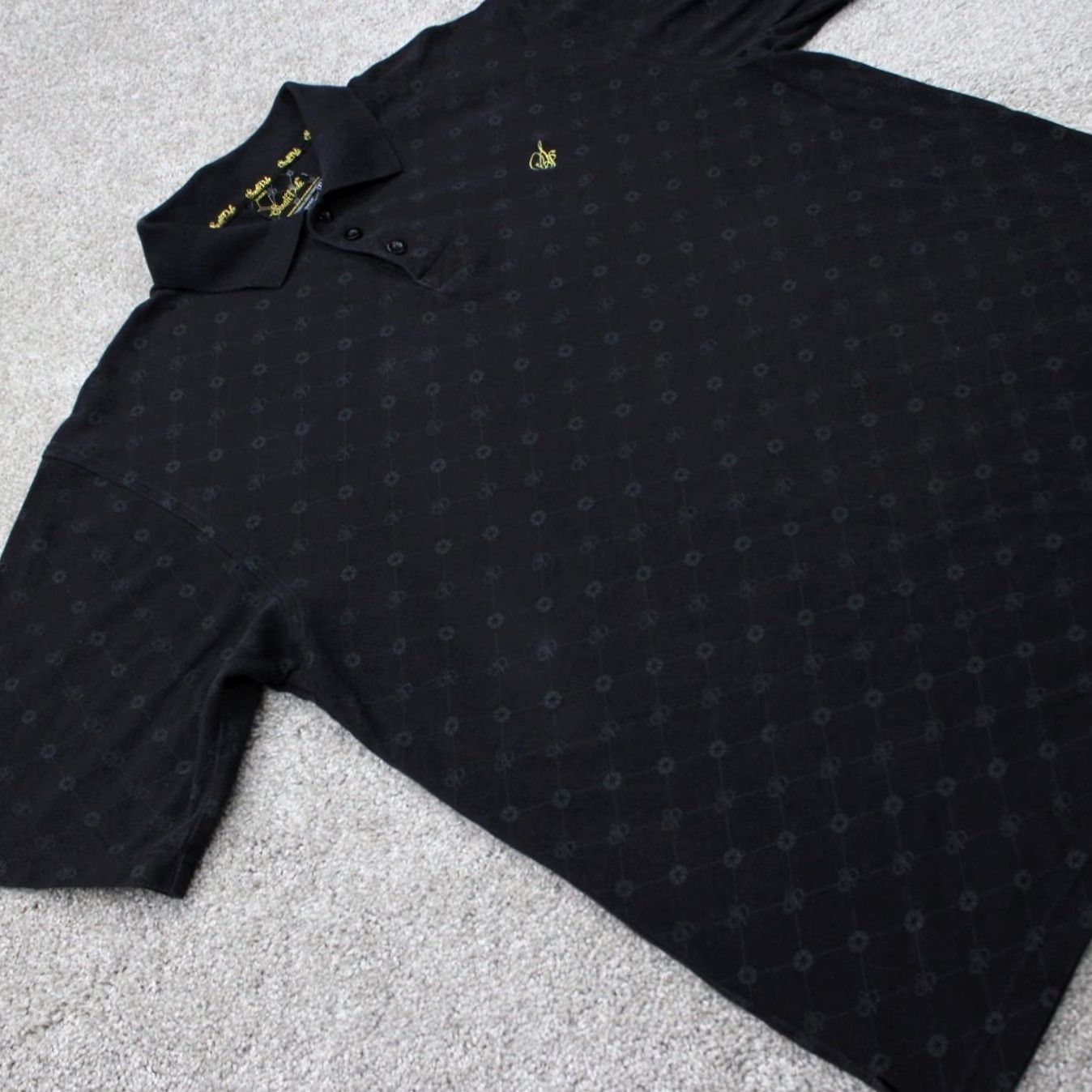Southpole VINTAGE Southpole Polo Shirt Mens XL Black Logo All Over Print Cotton S/S Pullover Size US XL / EU 56 / 4 - 7 Thumbnail