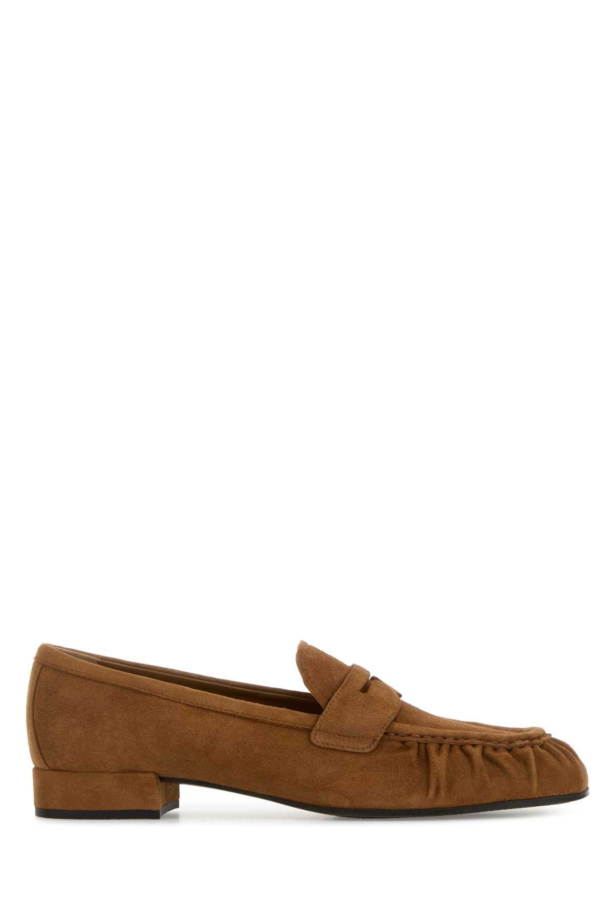 Prada Camel Suede Loafers Size US 7 / IT 37 - 1 Thumbnail