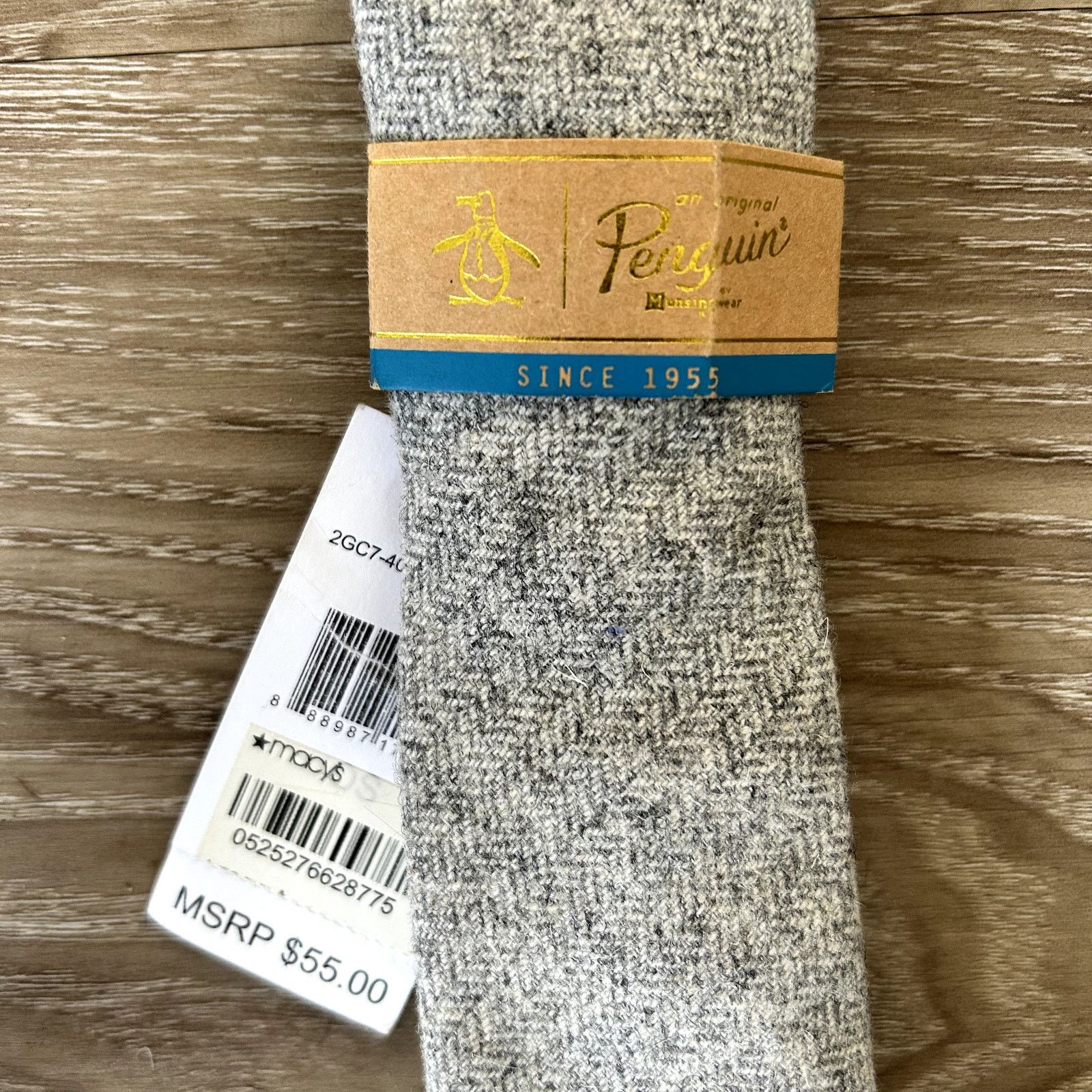 Original Penguin NWT Men's Penguin gray knit skinny neck tie Size ONE SIZE - 2 Thumbnail