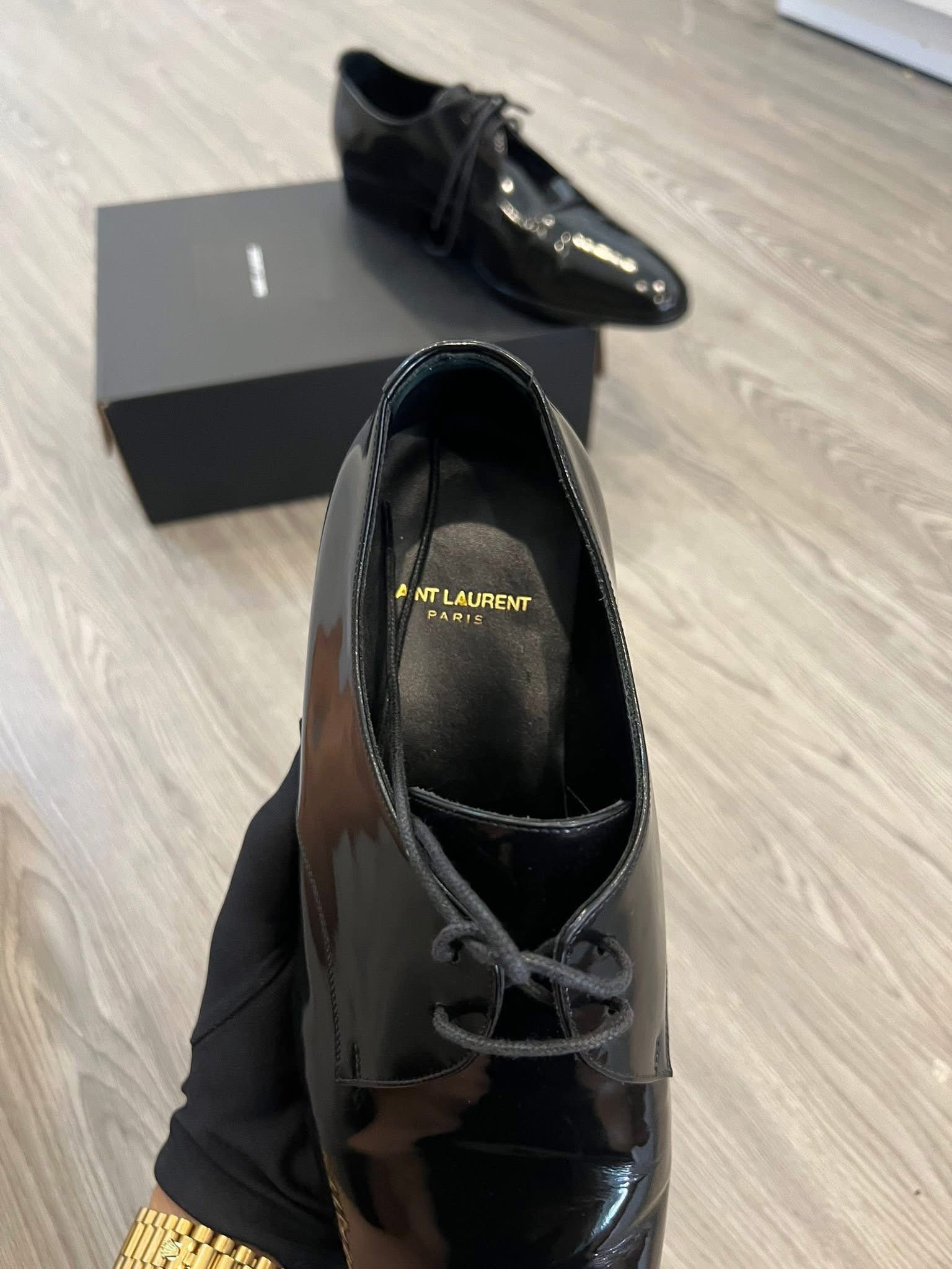 Saint Laurent Paris SAINT LAURENT SHINY LEATHER DERBY SHOES - IT41 Size US 8 / EU 41 - 3 Thumbnail