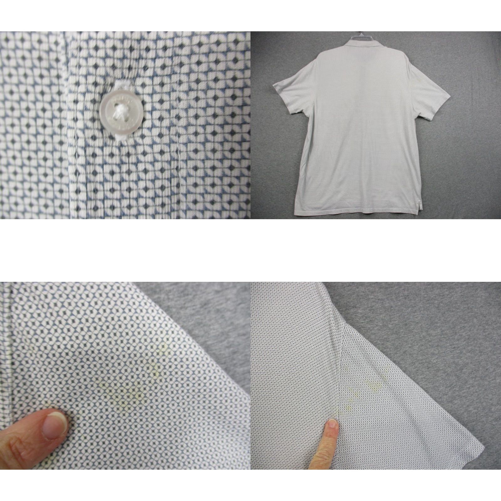 Vintage Patrick Assaraf Polo Shirt Mens 2XL White Gray Geometric Print Stretch Shirt Mens Size 2XL Polo Easy Care Size US XXL / EU 58 / 5 - 8 Thumbnail