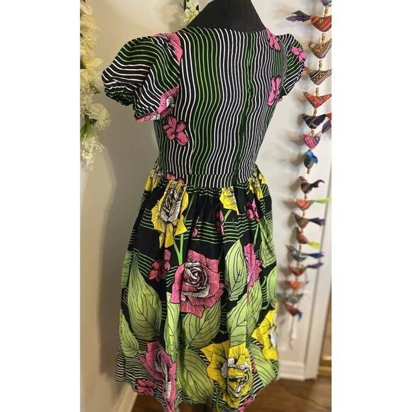 Designer Afrothrone Made to Order African Print Short Sleeve Cotton M Size S / US 4 / IT 40 - 3 Thumbnail