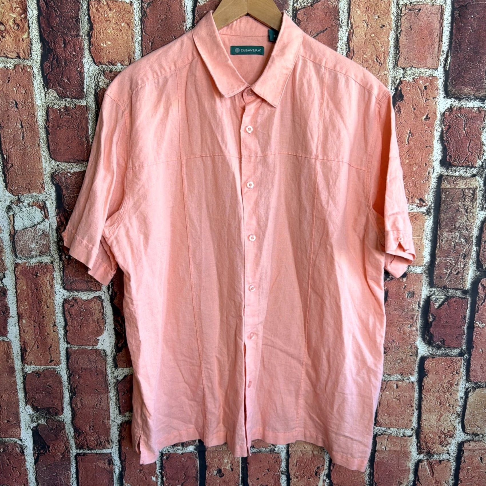 Cubavera Cubavera Shirt Men XL Pink Short Sleeve Button-Up Linen Blend Casual Size US XL / EU 56 / 4 - 2 Thumbnail