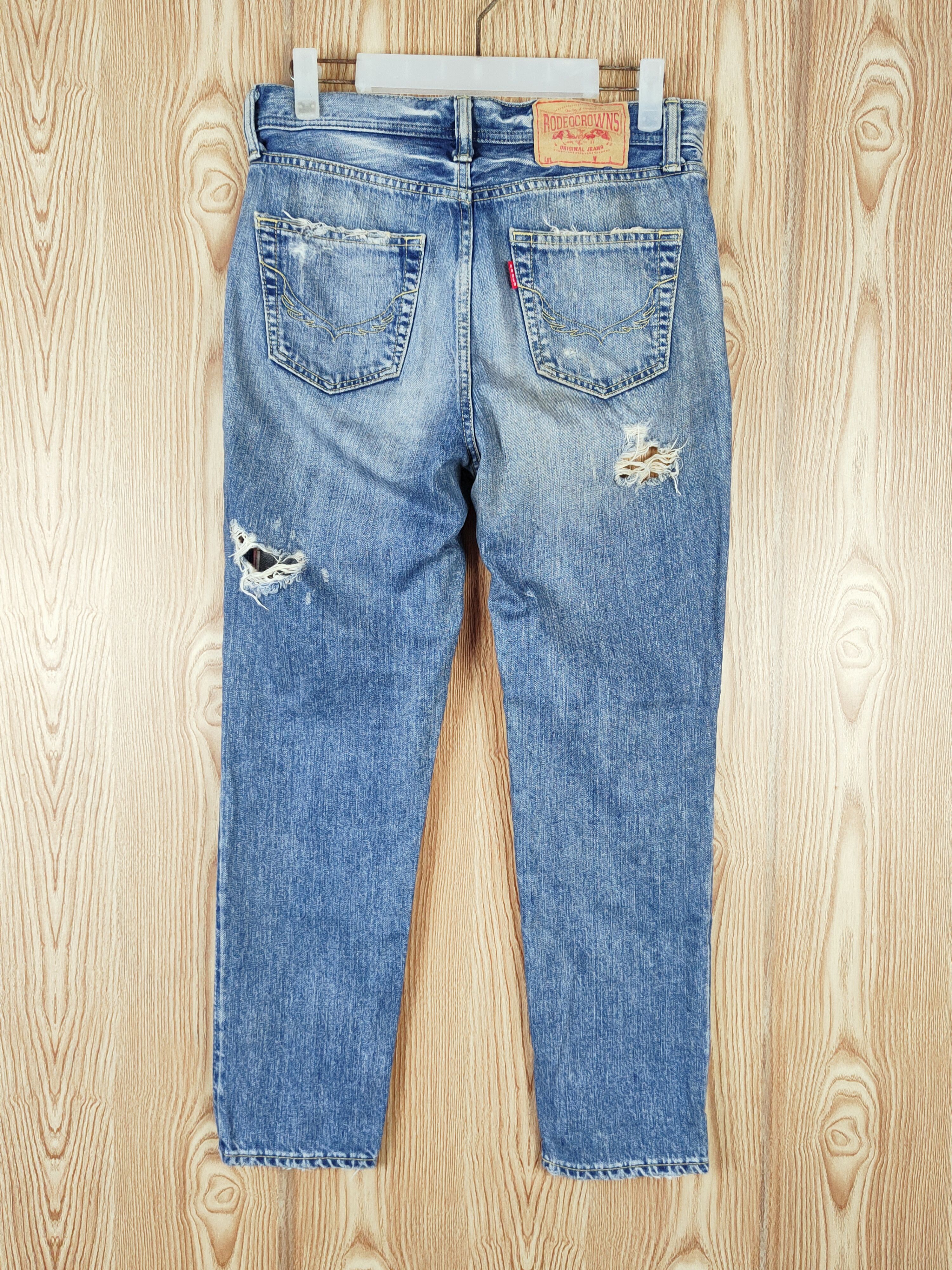 Japanese Brand × Vintage Super Rare 💥Rodeo Crowns Blue Distressed Ripped Jeans Size 30" / US 8 / IT 44 - 7 Thumbnail