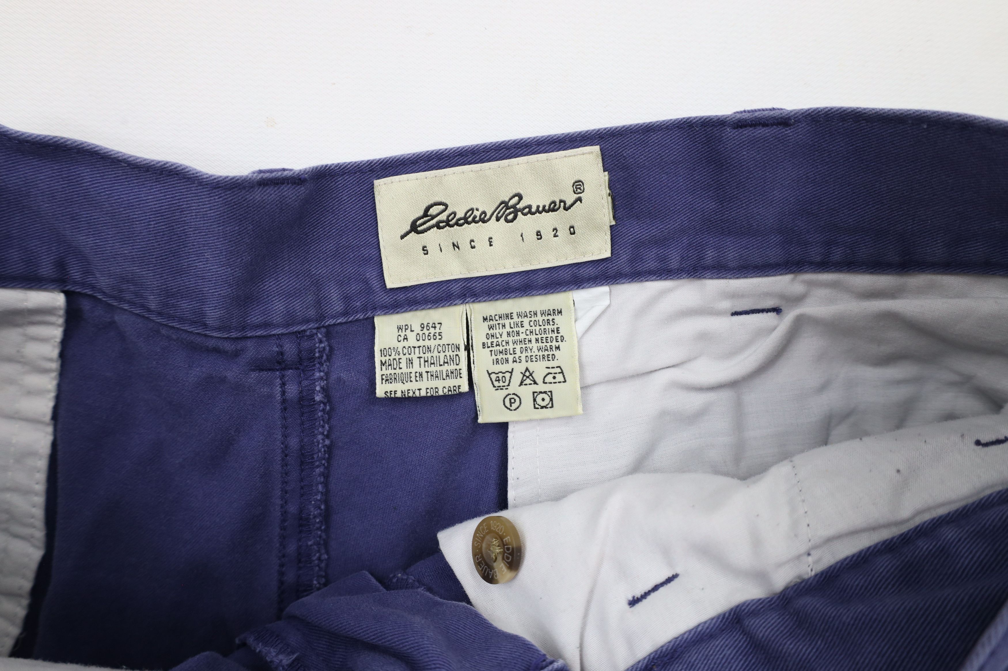 Eddie Bauer × Vintage Vintage 90s Eddie Bauer Above Knee Chino Shorts Blue Cotton Size US 30 / EU 46 - 7 Thumbnail