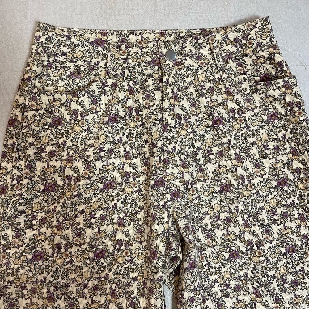 Other New Polagram Corduroy Floral High-Rise Wide Leg Jeans Pants Size 32" / US 10 / IT 46 - 2 Thumbnail