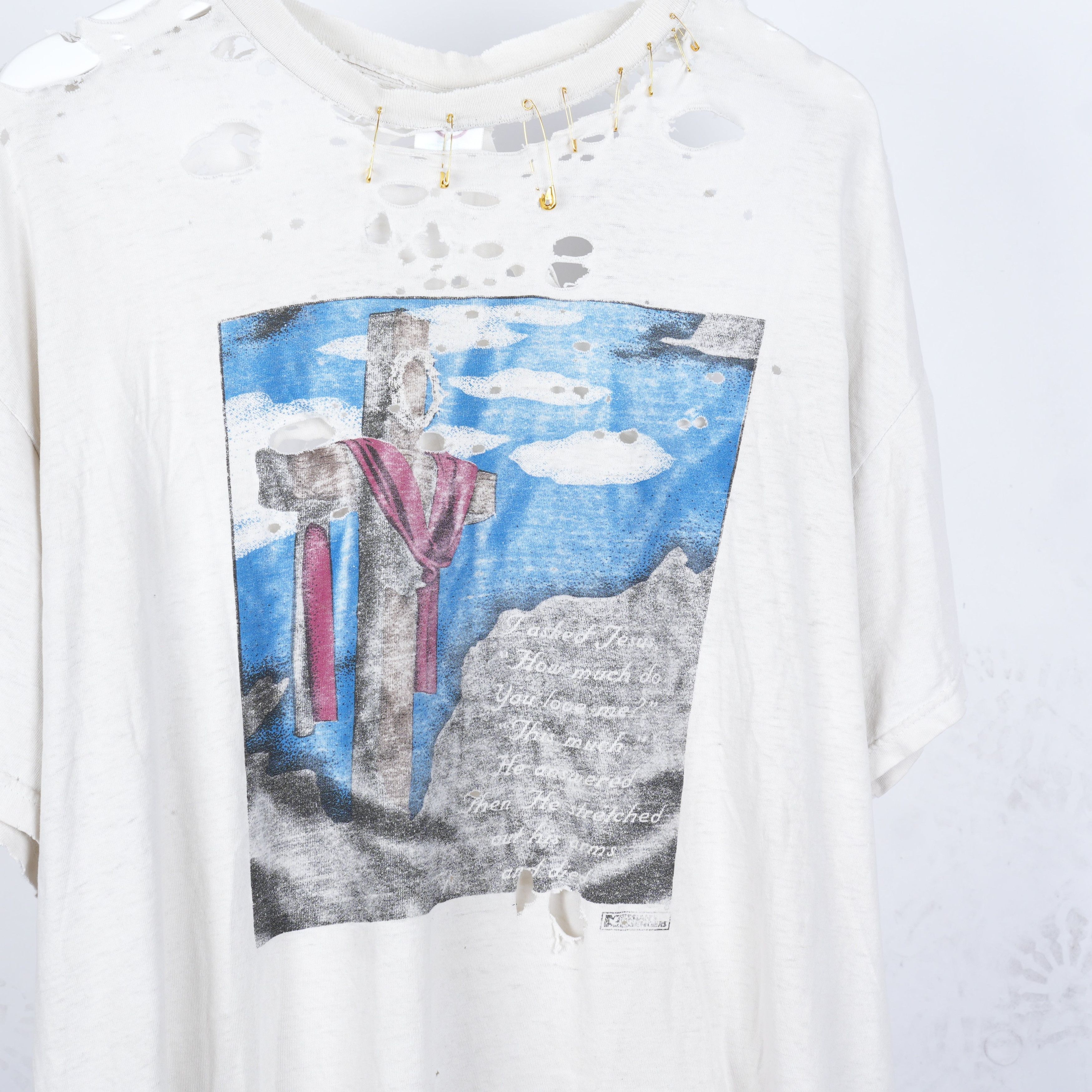 Vintage VINTAGE THRASHED JESUS TEE Size US XL / EU 56 / 4 - 3 Thumbnail