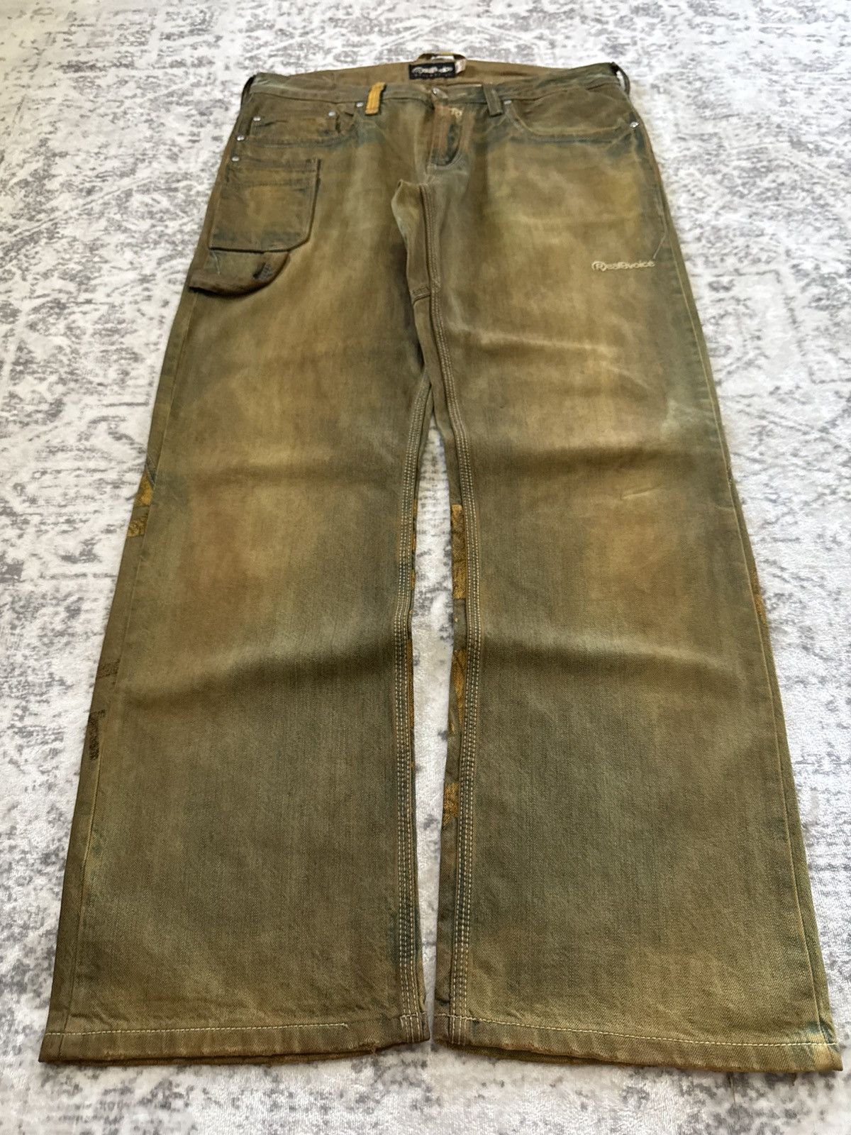 Carhartt RealBvoice Japan Mud Wash Overprint Carpenter Baggy Jeans Size US 34 / EU 50 - 2 Thumbnail