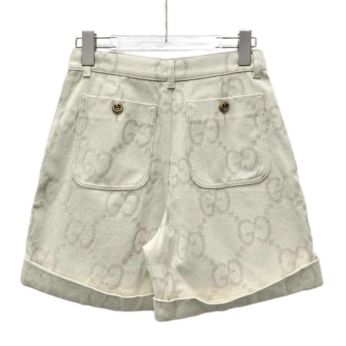 Gucci Gucci Beige Cotton Logo Jacquard All Over Print Shorts Size 27" / US 4 / IT 40 - 2 Thumbnail