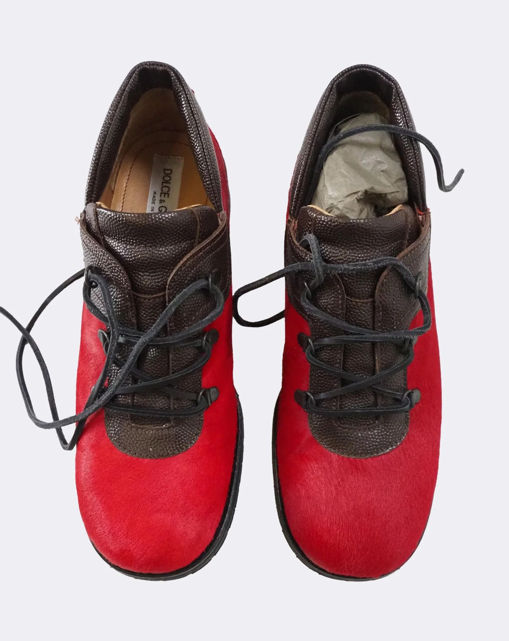 Dolce & Gabbana Maroon & Black Ponyhair Leather Shoes $1032