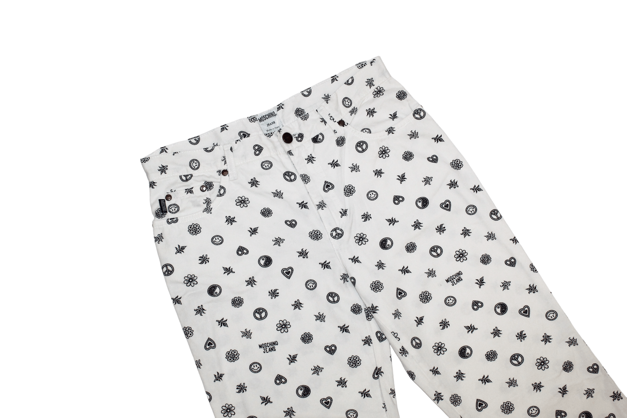 Moschino 1990s Rare Moschino Jeans Yin Yang Print Denim Pants Size US 31 - 7 Thumbnail