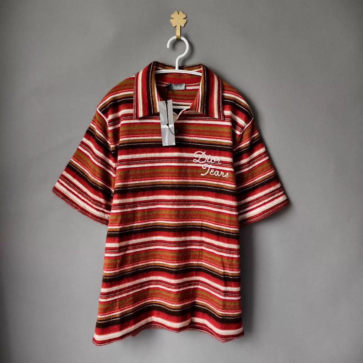 Dior Red Striped Short-Sleeve Collared Shirt - Size S Size US S / EU 44-46 / 1 - 1 Thumbnail