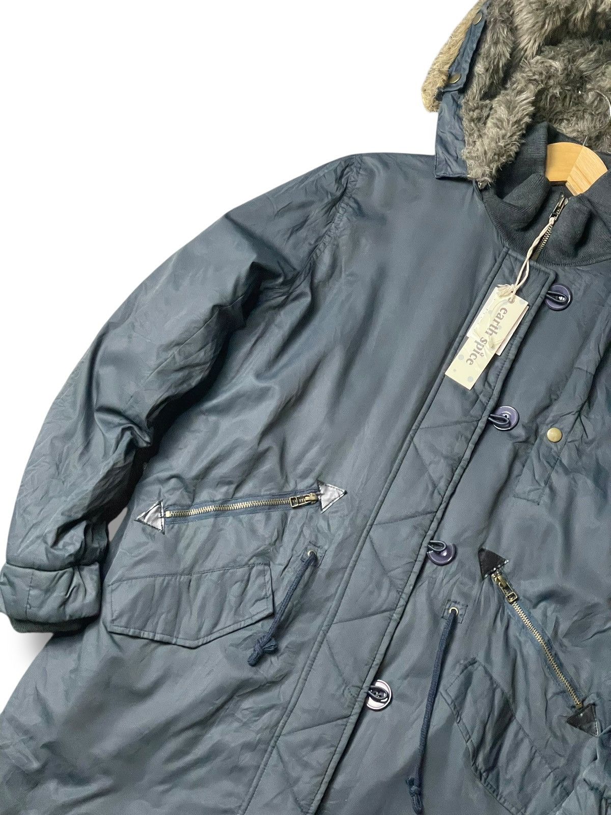 Japanese Brand × Vintage Earth Spice Brand Fur Hooded Long Jacket (113) Size US L / EU 52-54 / 3 - 2 Thumbnail