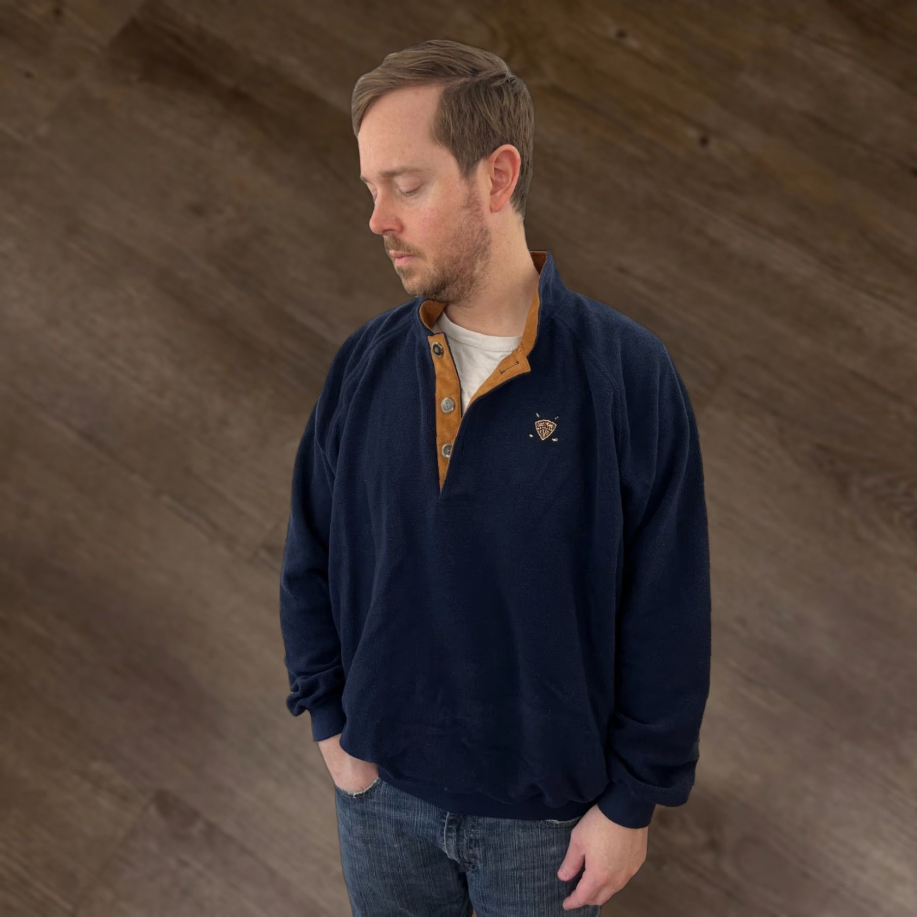 Vintage VINTAGE Straight Down 90s Y2K Golf Fleece Henley Sweatshirt Pullover Jacket Mens XL Blue Size US XL / EU 56 / 4 - 1 Thumbnail