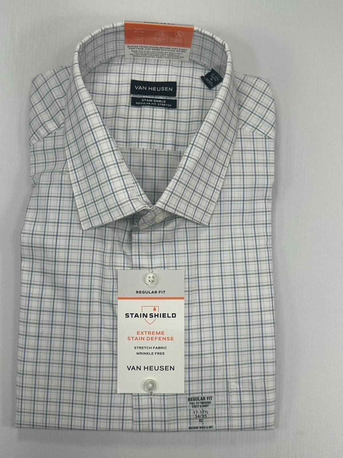Van Heusen Van Heusen Wrinkle Free Stain Shield Reg. Fit White Men's XL Size 44R - 8 Thumbnail