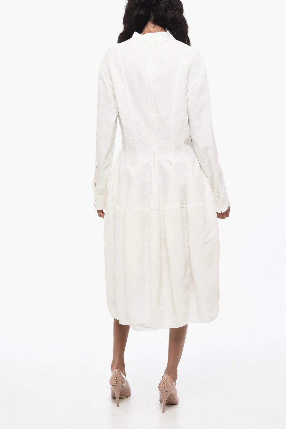 Bottega Veneta og1mm0426 Linen-Blend Dress in White Size M / US 6-8 / IT 42-44 - 2 Thumbnail