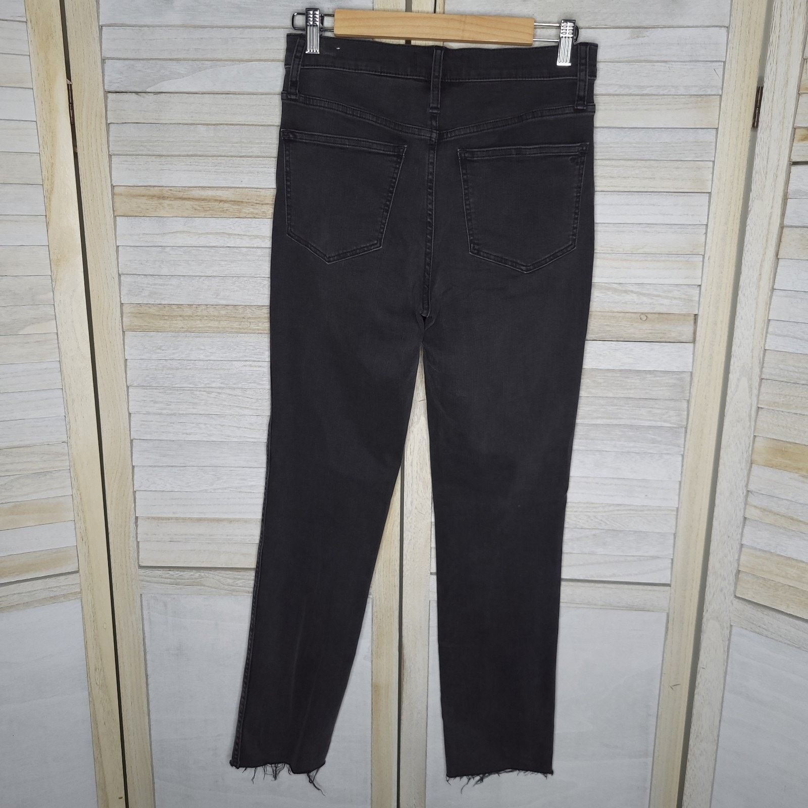 Madewell Madewell Black Stovepipe High Rise Slim Straight jeans 26T Size 28" / US 6 / IT 42 - 8 Thumbnail
