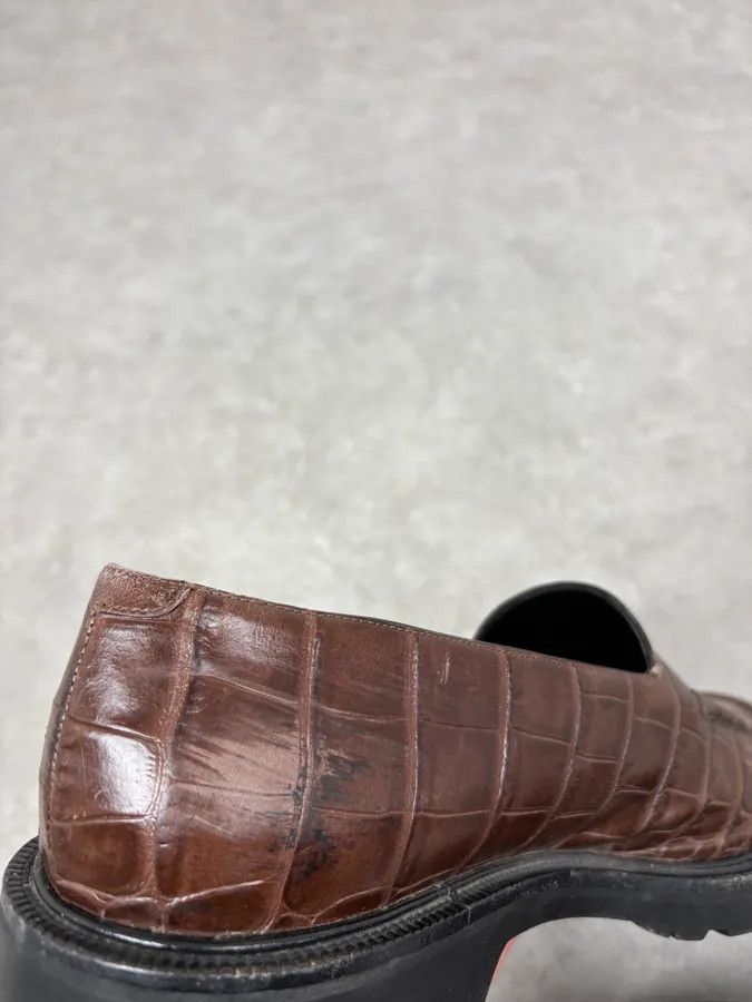 Dries Van Noten Dries Van Noten Brown Crocodile Effect Leather Loafers Size US 11 / EU 44 - 8 Thumbnail