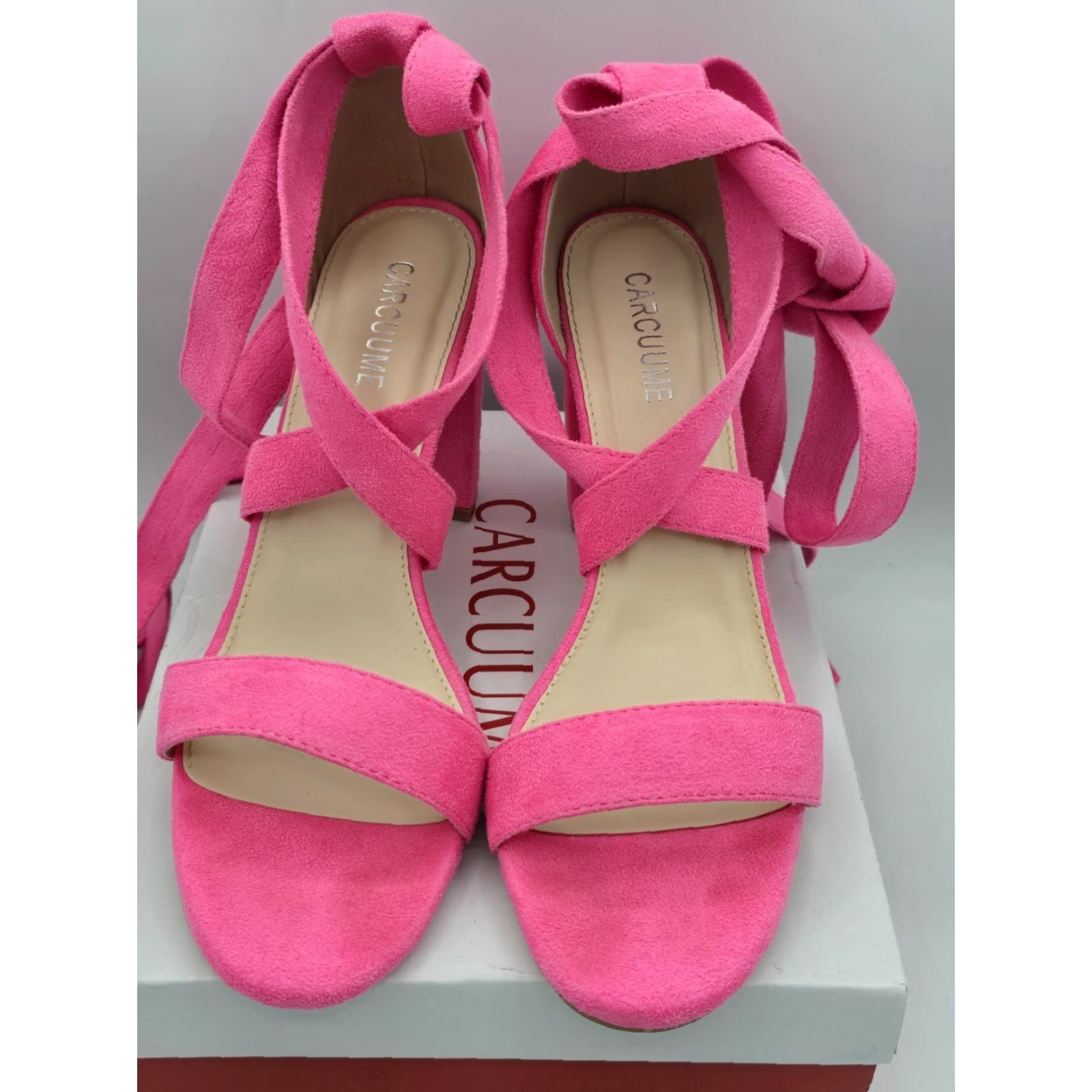ELLERY Carcuume Ellery Shoes Women’s 9 PINK Platform Heel Ankle Wrap Open Toe Block Heel Party/Cocktail Womens 90s Going Out (Sash) Shoes Size US 9 / IT 39 - 3 Thumbnail