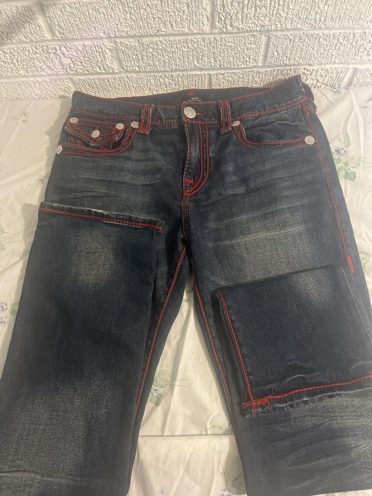 True Religion True Religion Ricky Red Rope Stitch Jean Size US 31 - 3 Thumbnail