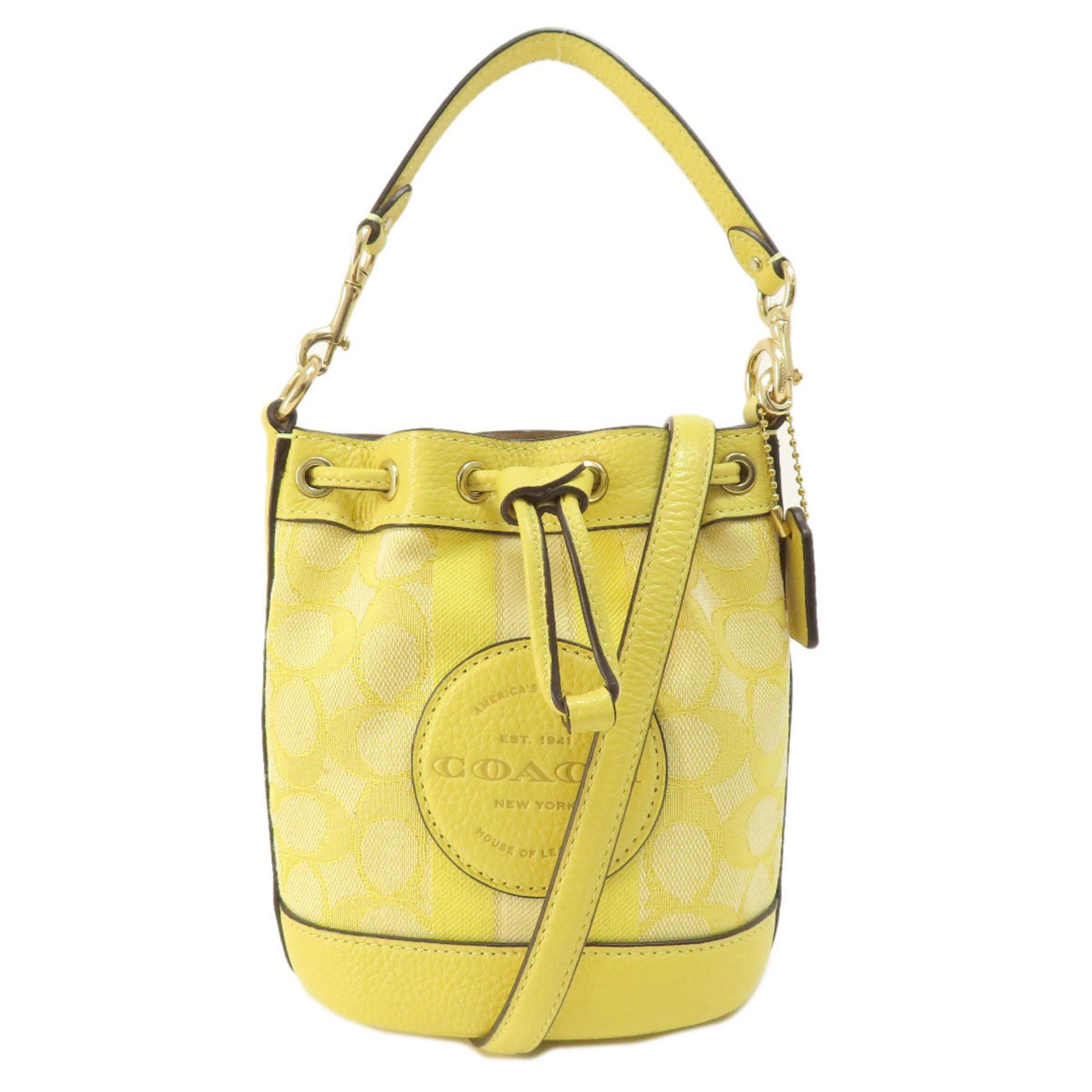 image of Coach C8322 Dempsey Bucket Signature Handbag Canvas/leather Women's Coach in Yellow