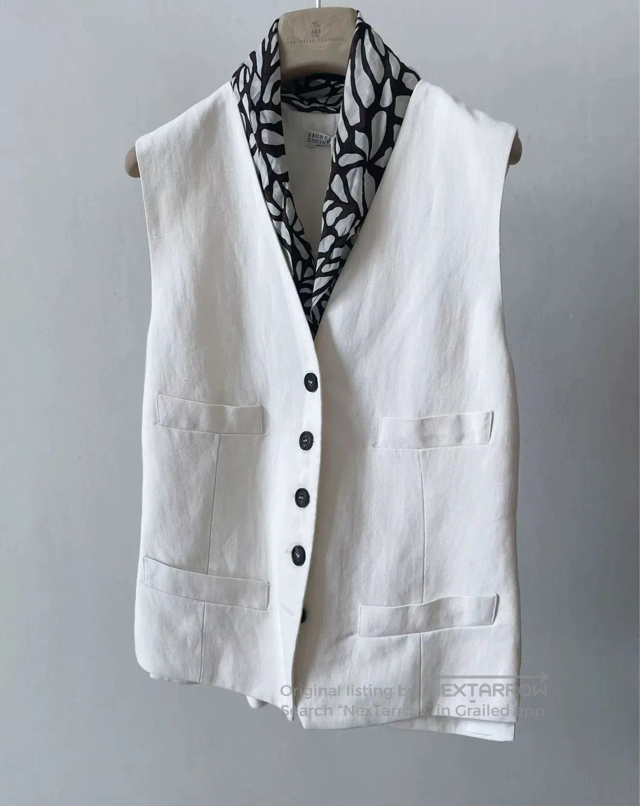 Brunello Cucinelli White Beaded Vest.