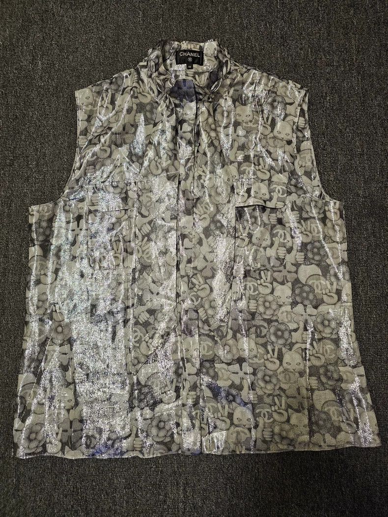 Chanel Chanel Cat Logo Silk Sleeveless Top-yf Size US M / EU 48-50 / 2 - 1 Thumbnail