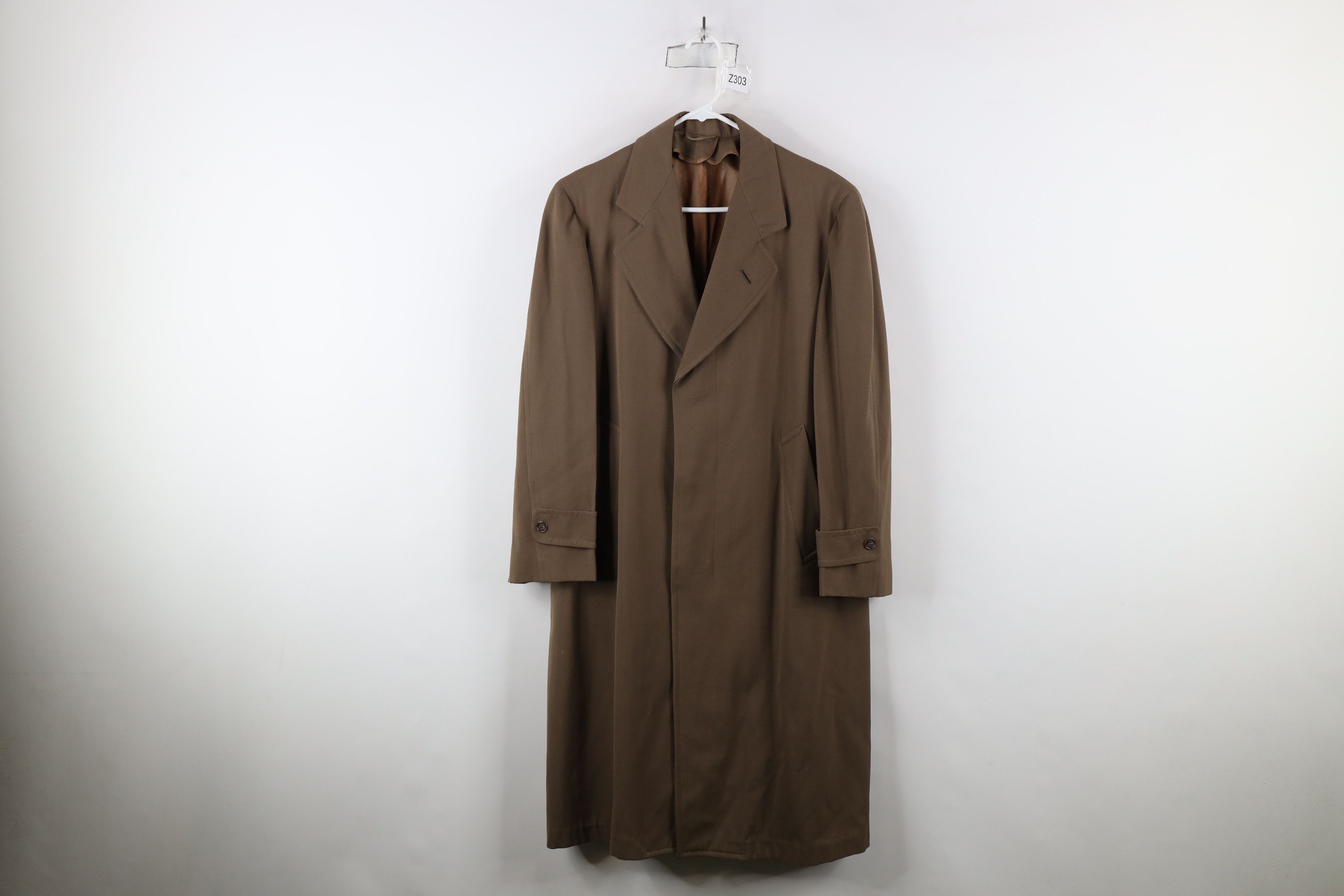 Vintage Vintage 50s 60s Rockabilly Wool Rayon Gabardine Trench Coat Size US XXL / EU 58 / 5 - 1 Thumbnail