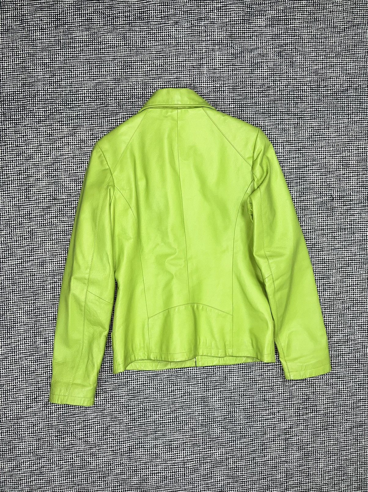 Genuine Leather rare lime green real leather zip jacket rave y2k brat Size XS / US 0-2 / IT 36-38 - 2 Thumbnail