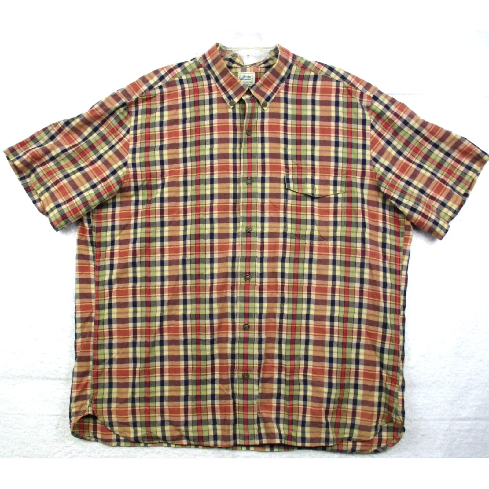 Lucky Brand VINTAGE Lucky Brand Dungarees Shirt Mens XXL Plaid Short Sleeve Button-Up Size US 39 - 2 Thumbnail