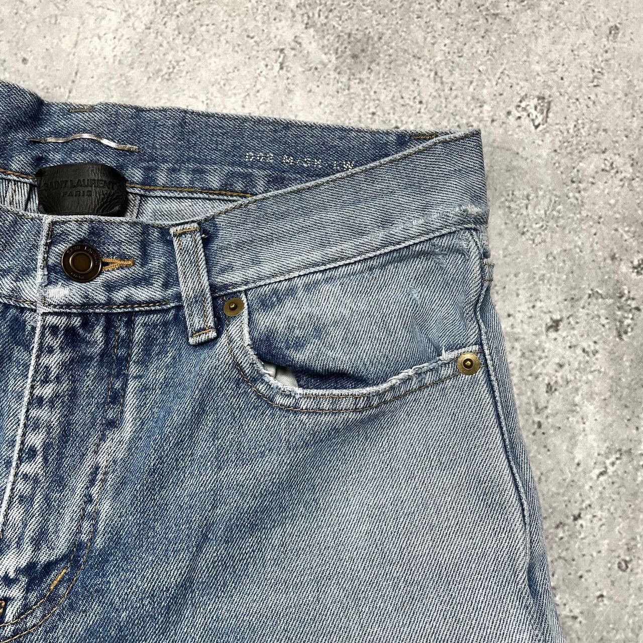 Saint Laurent Paris Saint Laurent D02 Washed Blue Distressed Jeans Skinny Fit Size US 30 / EU 46 - 5 Thumbnail