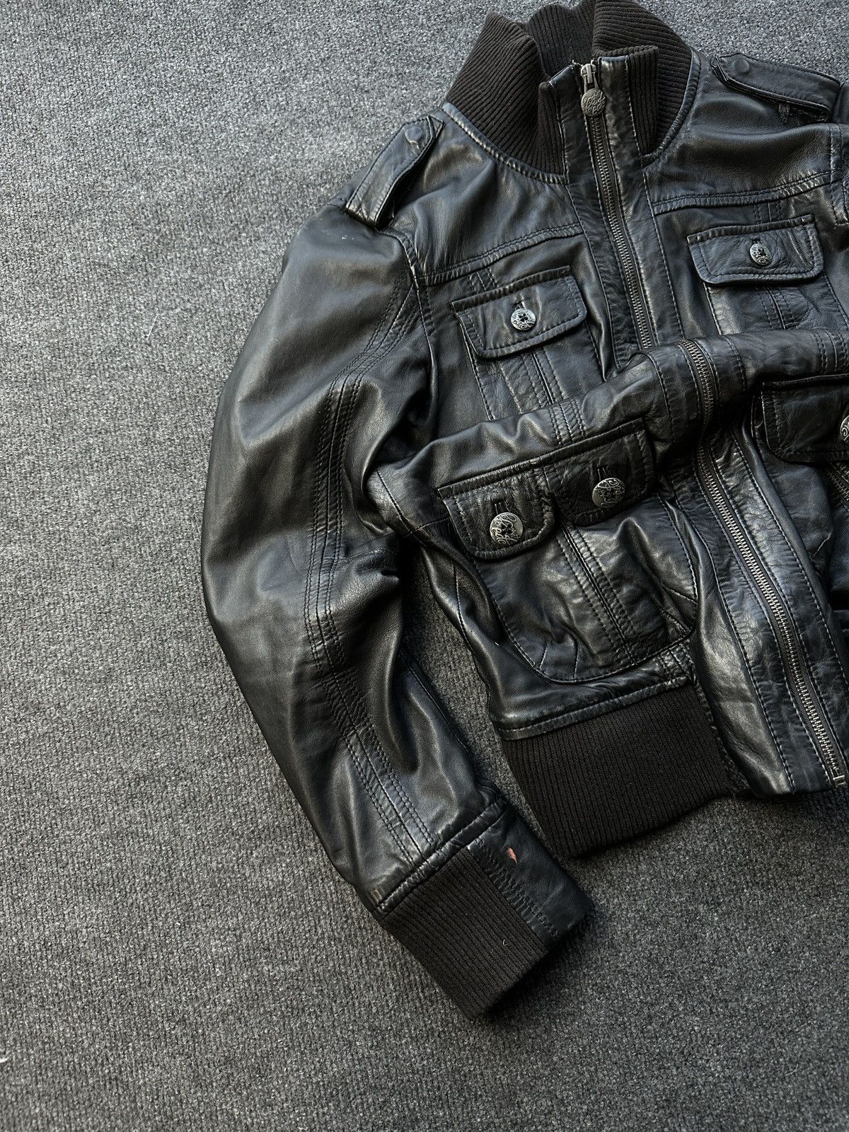 Leather 🚨 LEATHER WOMEN OPIUM MULTIPOCKET JACKET ZIP AVANT GARDE Size M / US 6-8 / IT 42-44 - 2 Thumbnail