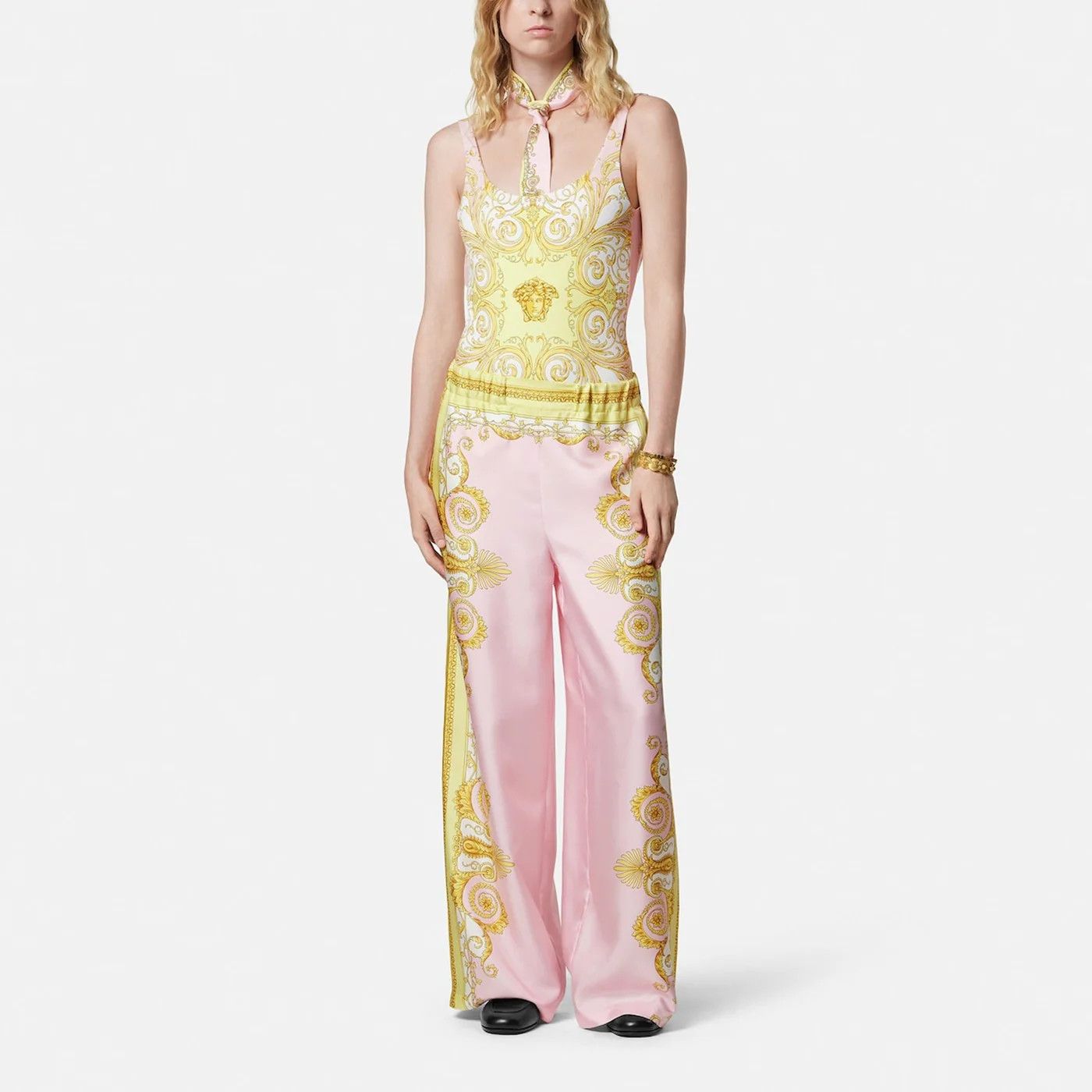 Versace o1d2blof0426 Printed Silk Twill Trousers in Multicolor Size 28" / US 6 / IT 42 - 2 Thumbnail