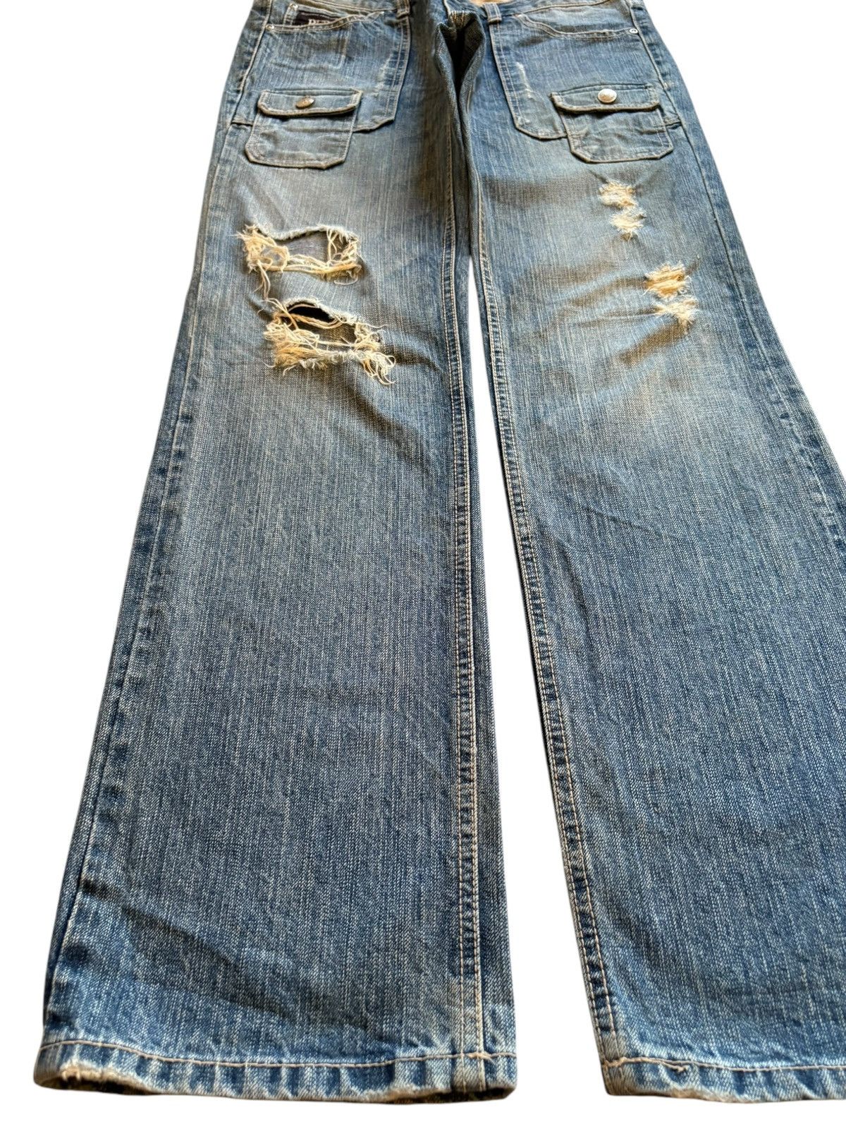 Japanese Brand Vintage Mud Wash Bush Pant Distressed Ripped Loose Jeans Size US 31 - 6 Thumbnail