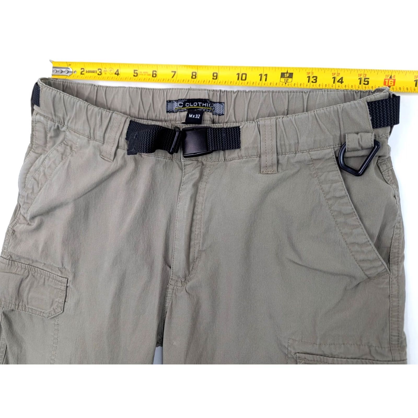 Vintage BC Clothing Convertible Cargo Pants / Shorts, Men 32 Beige Canvas Belted 5-Pocket Cargo Convertible Zip-Off Legs Pants Size US 32 / EU 48 - 7 Thumbnail