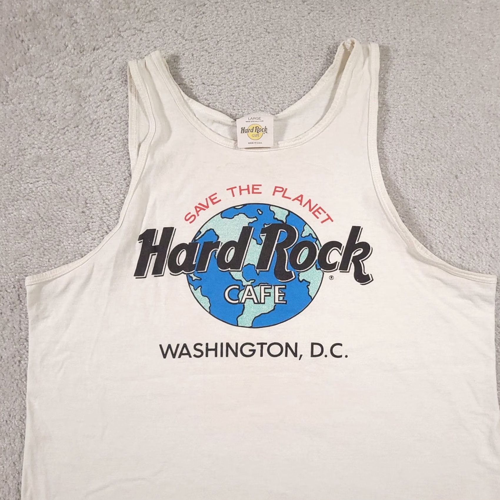 Hard Rock Cafe VINTAGE Hard Rock Cafe Washington DC Tank Top Shirt Adult Large White Made in USA Size US L / EU 52-54 / 3 - 3 Thumbnail