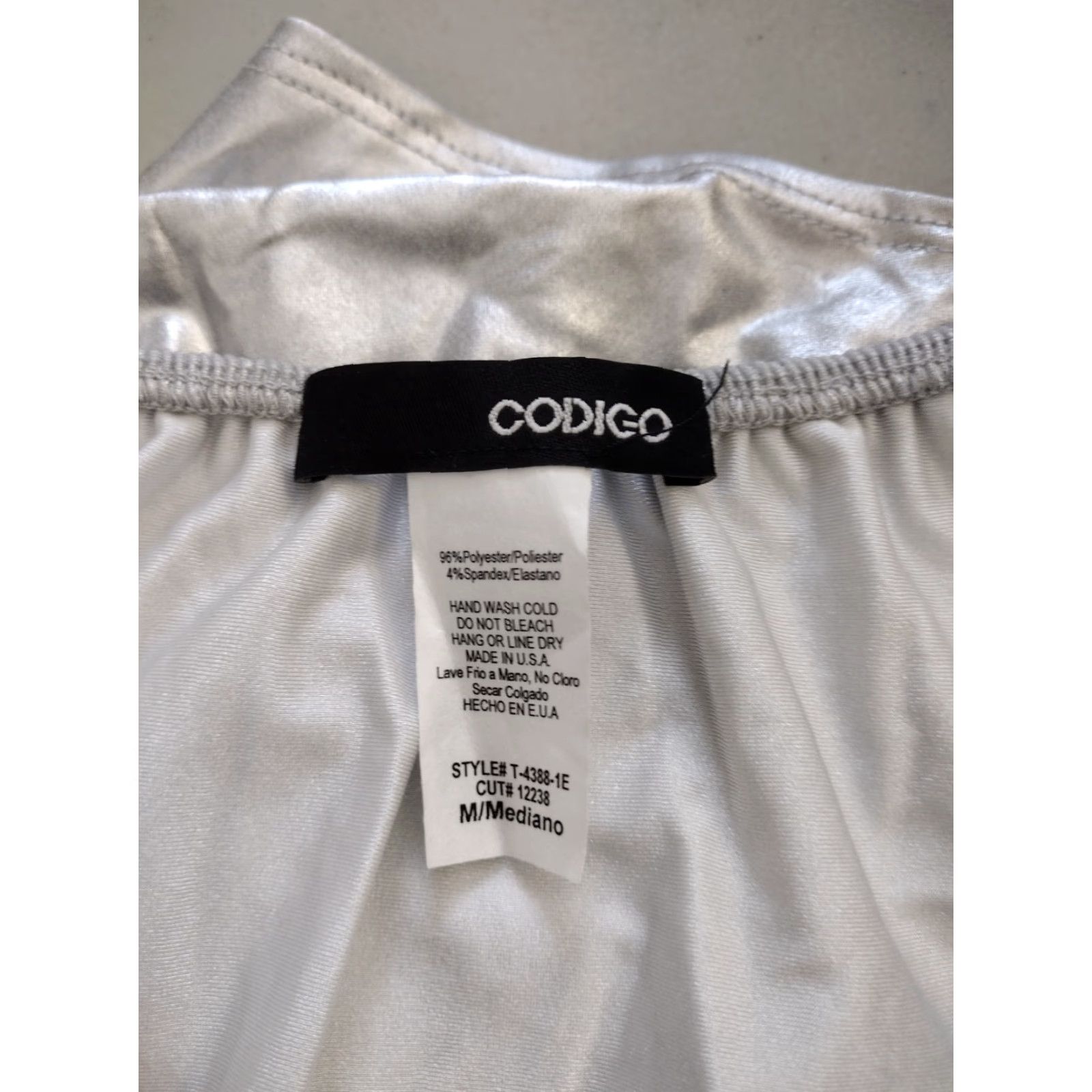 Vintage Codigo One Piece Bathing Suit M Off Shoulder Ruffles Silver Cheeky Womens Size M / US 6-8 / IT 42-44 - 6 Thumbnail